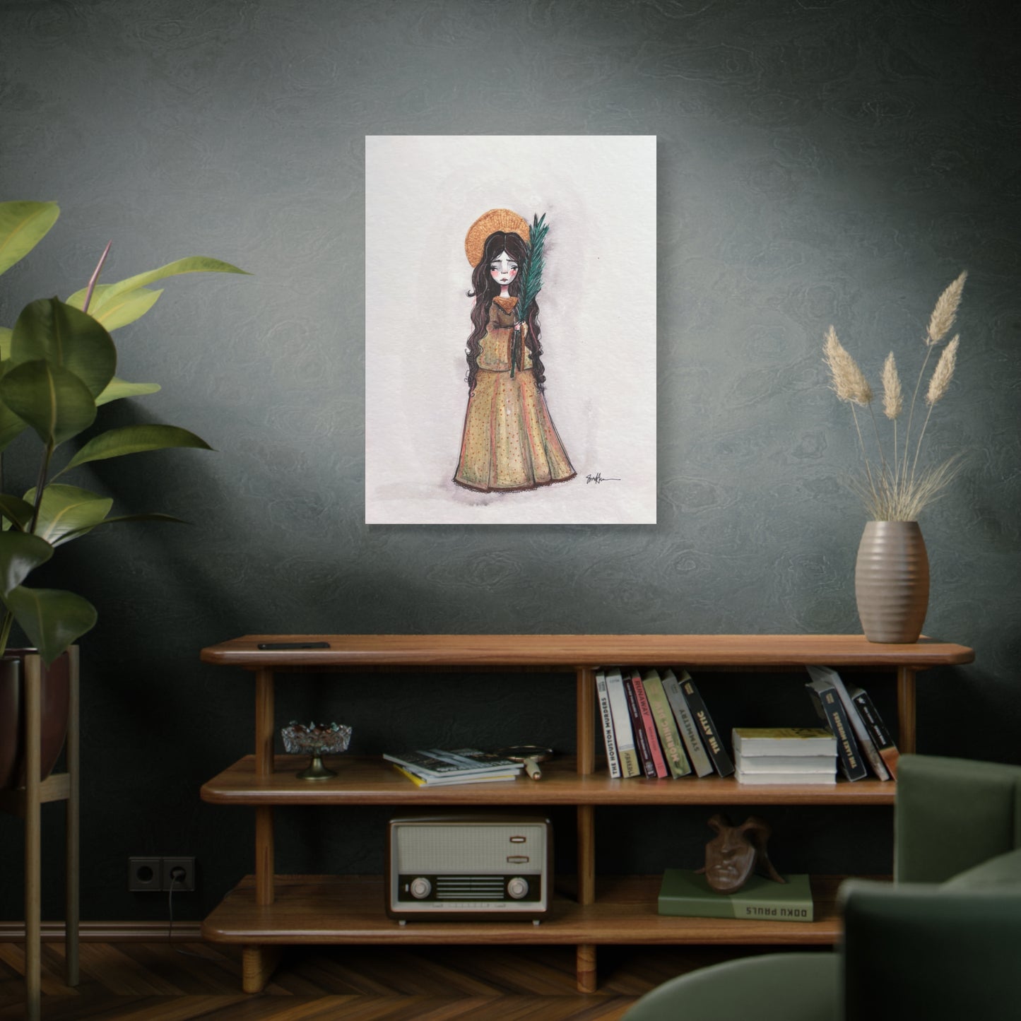 Saint Hope Canvas - Hand-Drawn Art | Catholic Canvas Print | Faith Hope and Charity Middle Sister | Sacred Art |  Devotional Artwork