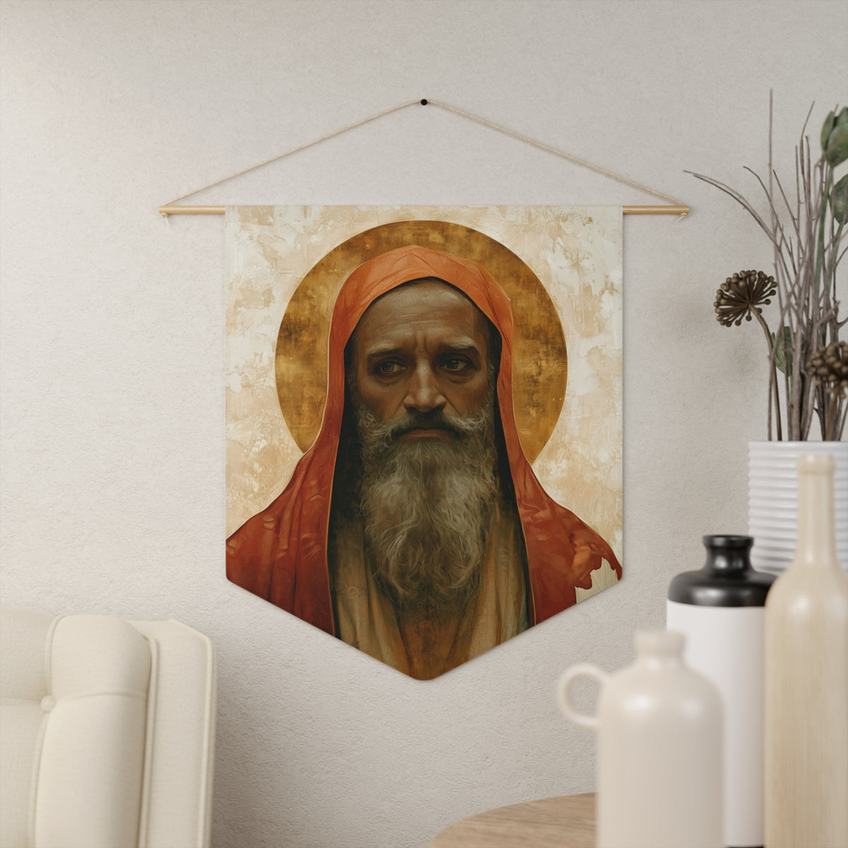Saint Augustine of Hippo Wall Banner / Wall Hanging - Catholic Home Art - Large Saint Art for your home - 18" x 21"