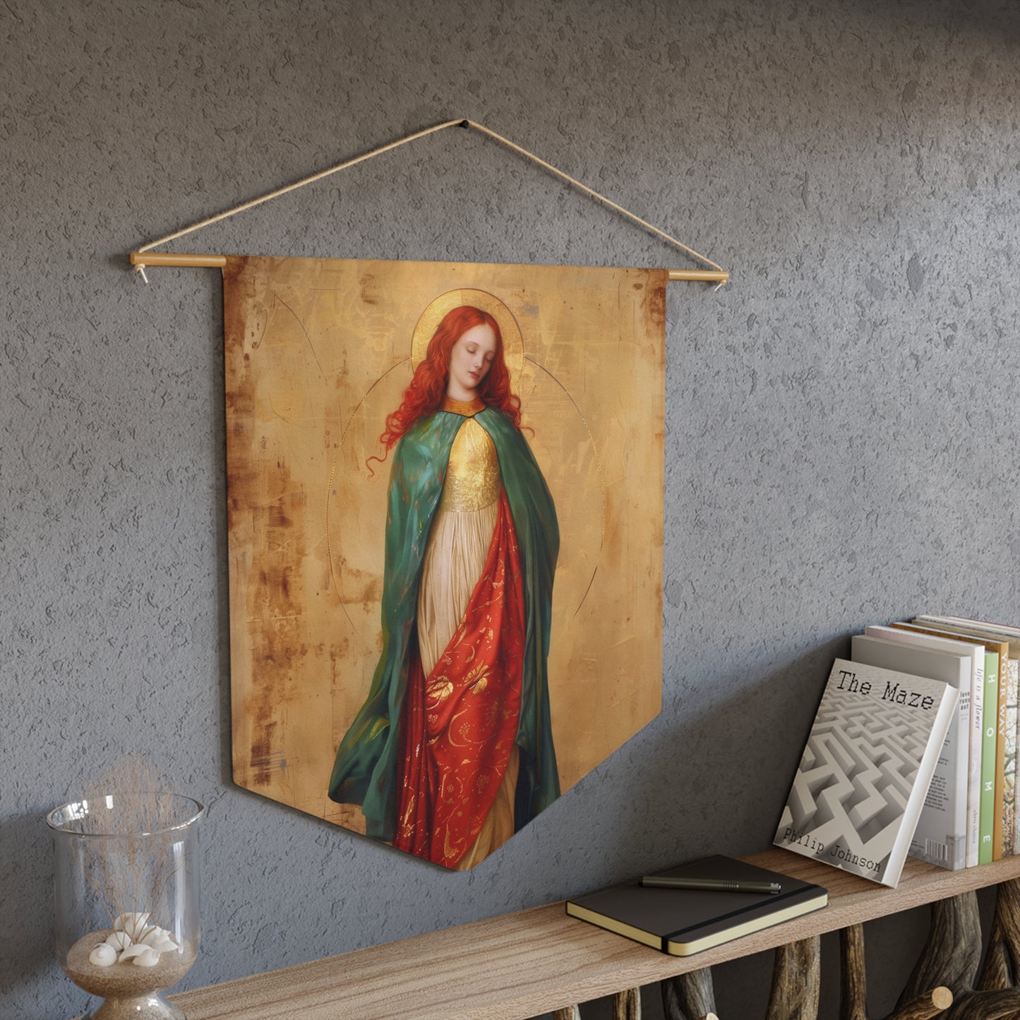 Resilient Spirit - Mary Magdalene's Faithful Path Pennant / Banner / Wall Hanging - Prayer room art - 18" x 21" - Catholic prayer Religious