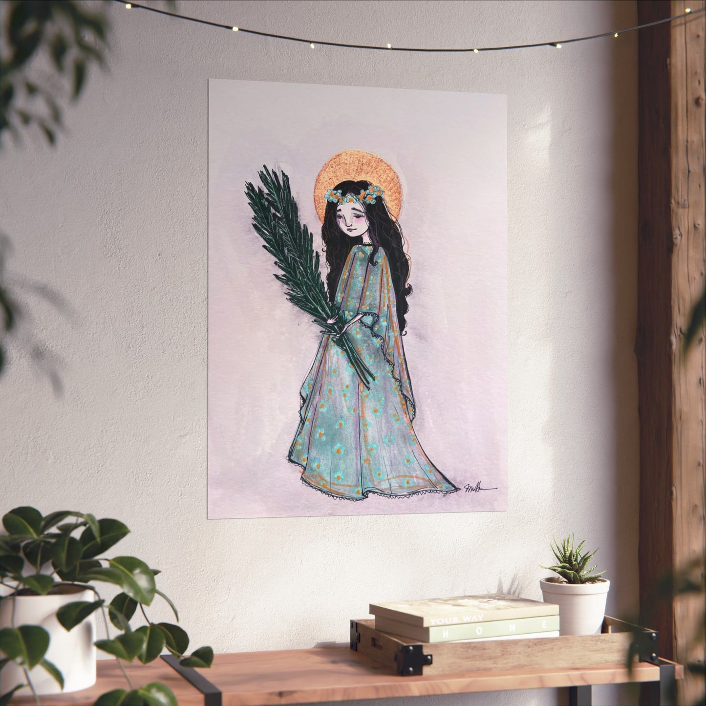Saint Faith Matte Poster - Hand-Drawn Art - Catholic Print | Faith Hope and Charity Devotional Wall Art | Christian Religious Poster