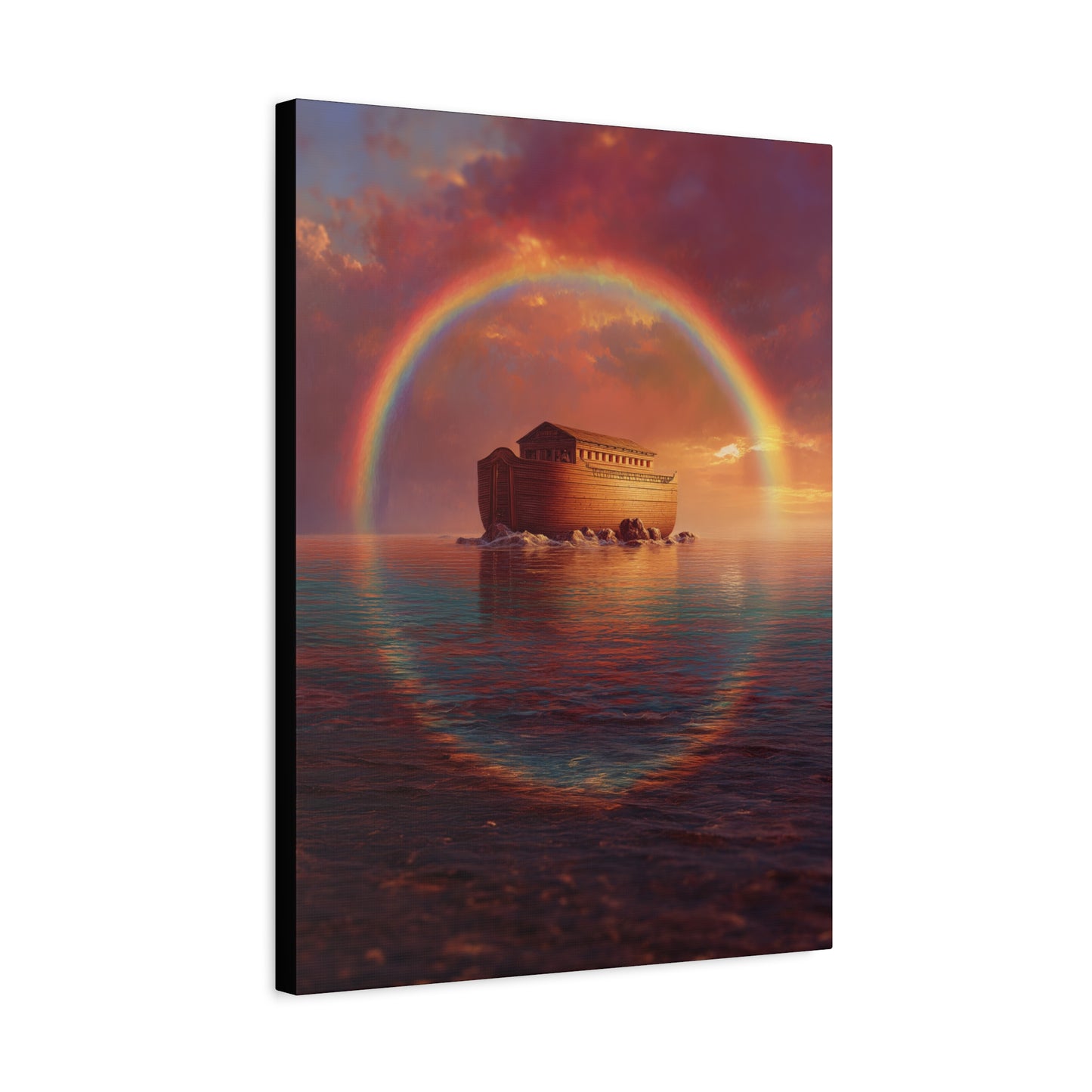 Sheltered Beneath the Covenant Sky - Noah's Ark - Gallery Wrapped Canvas - Print - Religious Art for your Home - Catholic