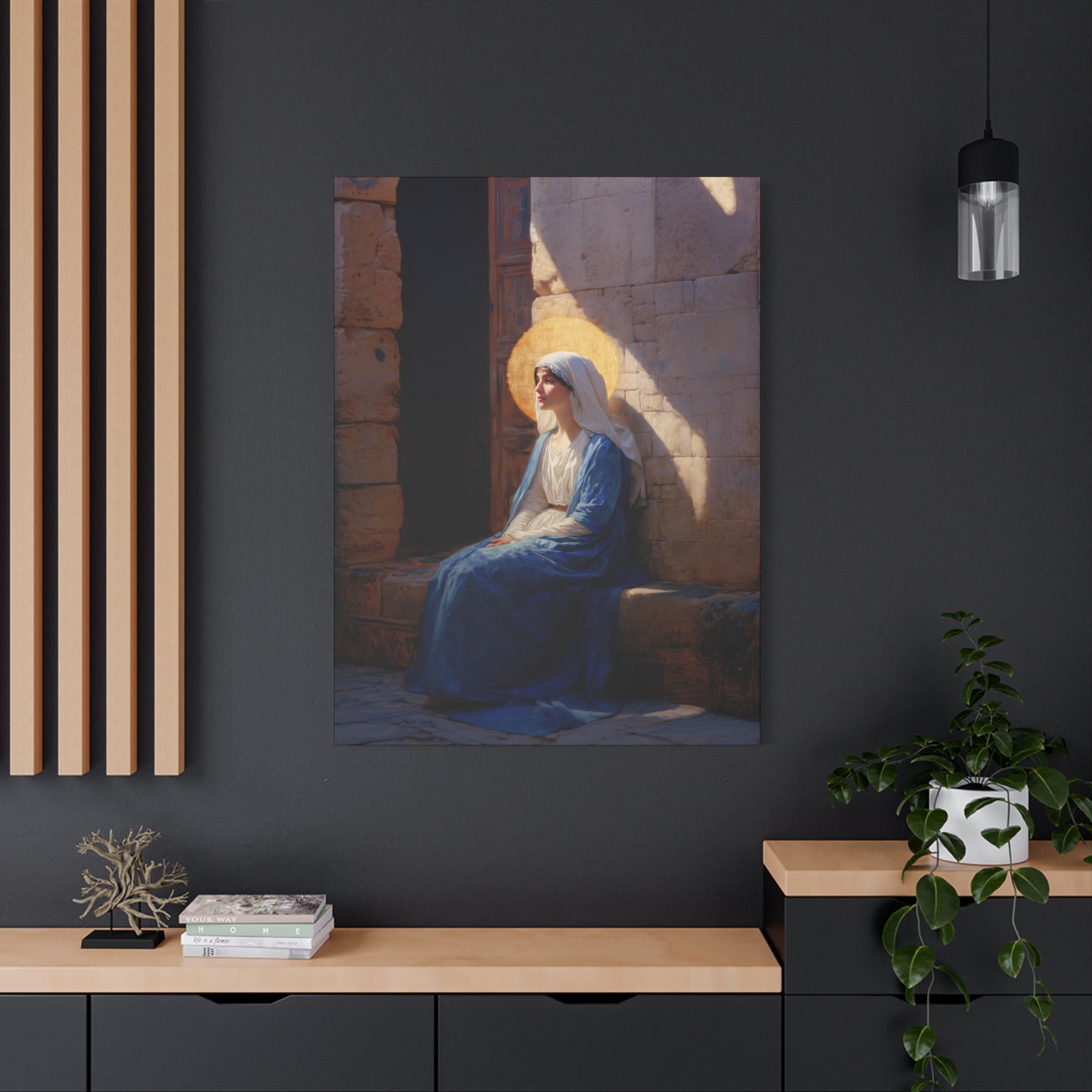 The Quiet Fiat That Split the Darkness, Mary's Yes - Gallery Wrapped Canvas - Print - Religious Art for your Home - Catholic Art