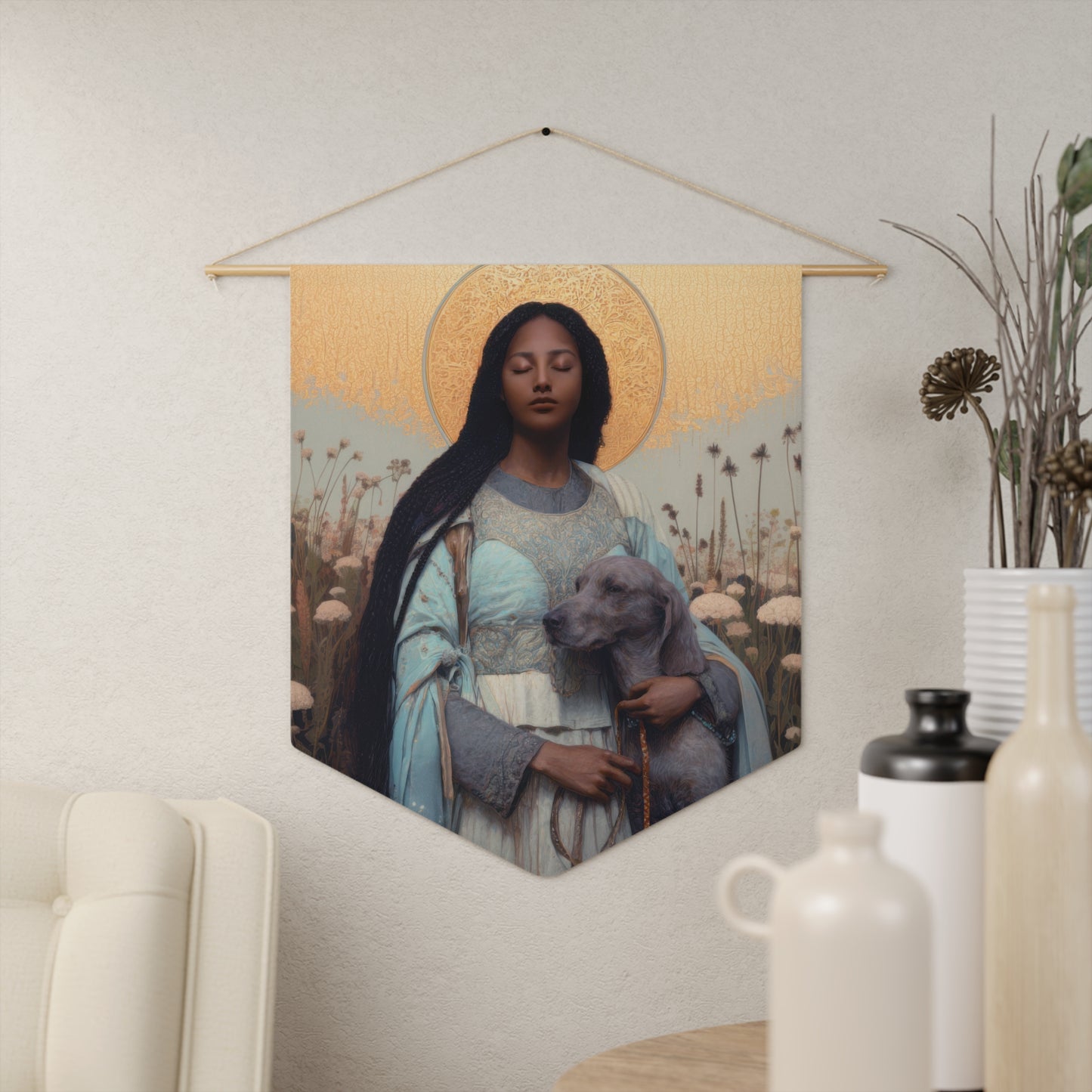Saint Quiteria - Wall Banner / Wall Hanging - Christian Art - Prayer room - 18" x 21"