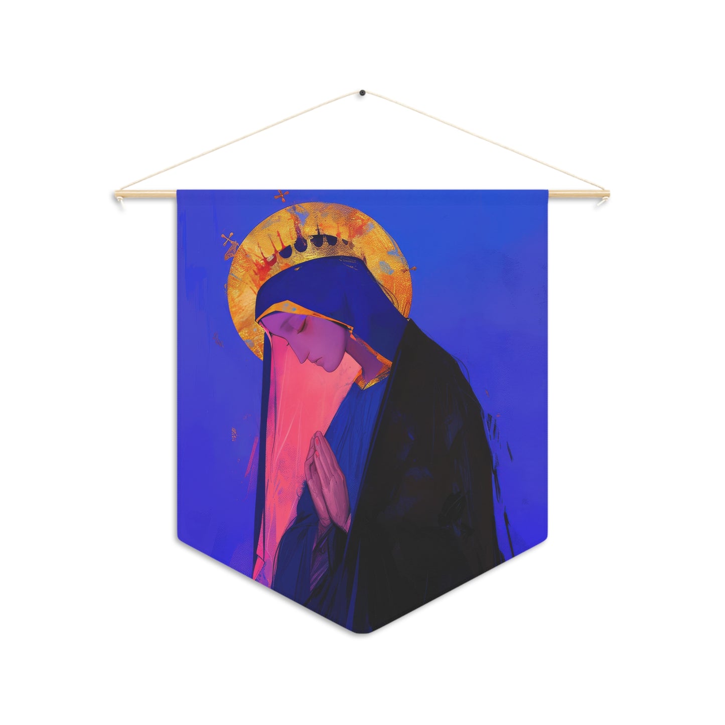 Mary, Mother of God - Blessed Among Women Pennant / Banner / Wall Hanging - Prayer room art - 18" x 21" - Catholic Religious Christian Gift