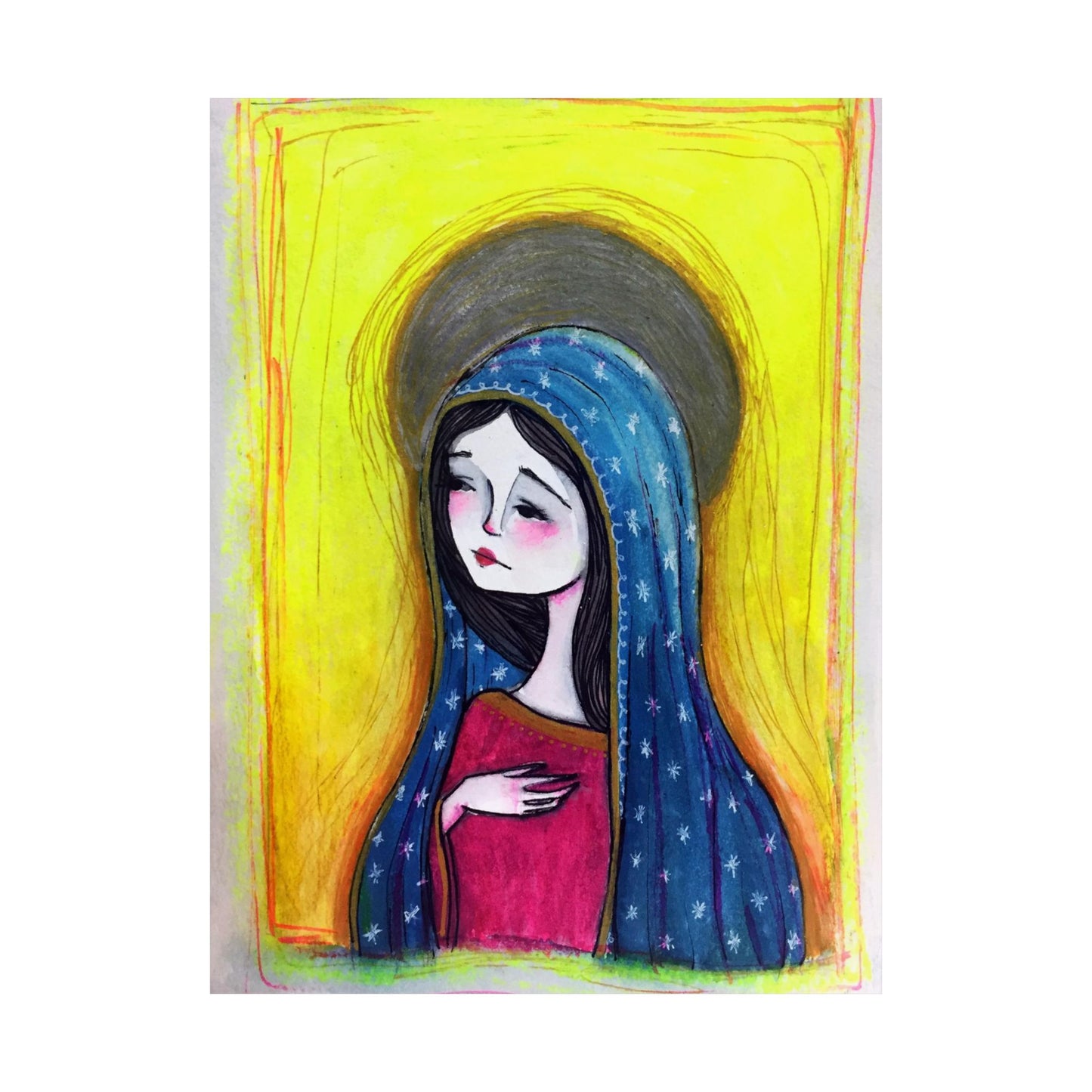 Our Lady of Guadalupe Poster Print - Hand-Drawn Catholic Art Print | Marian Devotional Wall Art | Sanctified Solocosmo Religious Poster