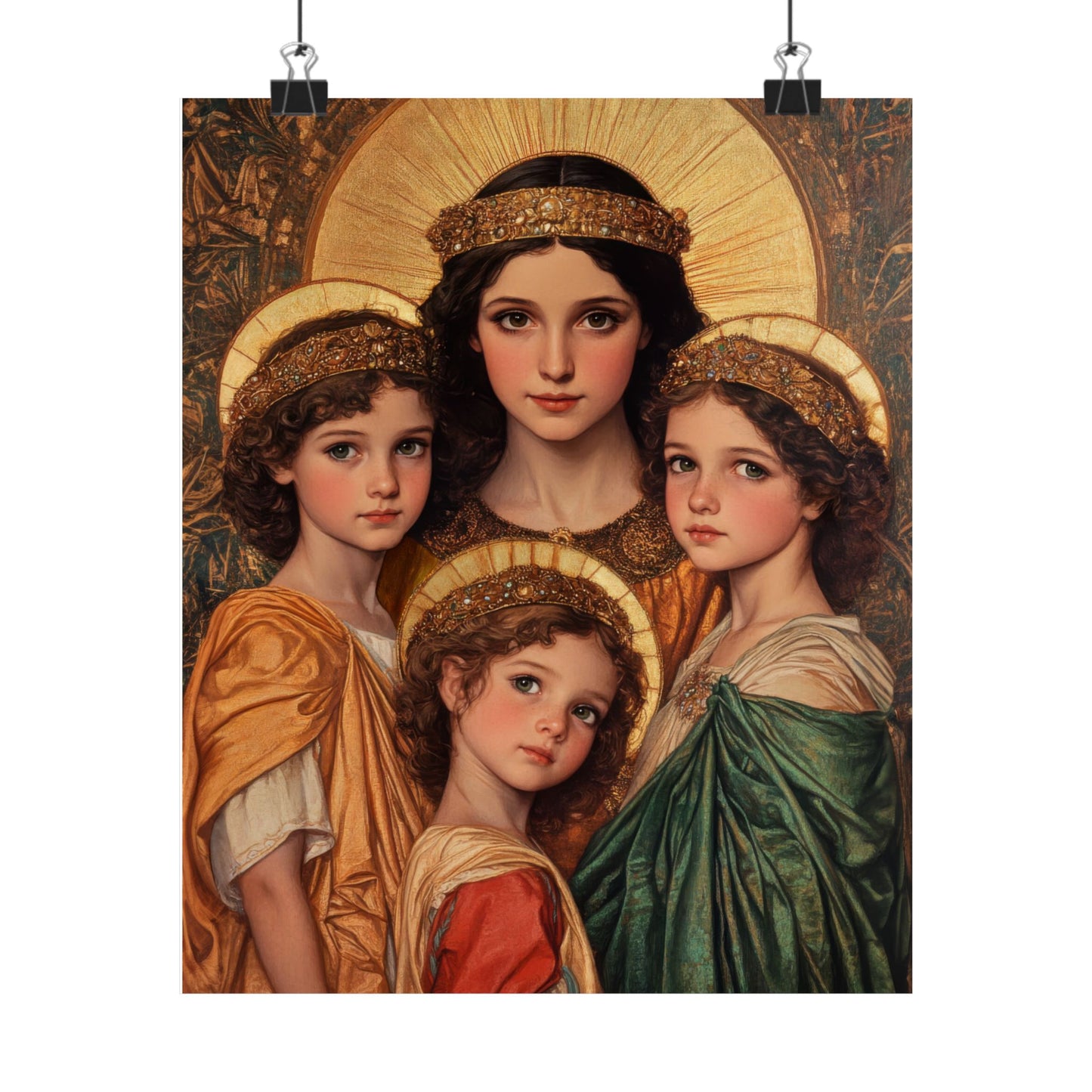 Saints Sophia, Faith, Hope and Charity - Sanctified Souls Print - Multiple Sizes - Premium Posters - Catholic Art - Christian