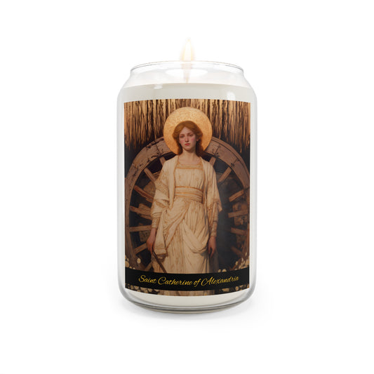 Saint Catherine of Alexandria - Scented Prayer Candle, 13.75oz -  Candle - Catholic Art - prayer room Scented Candle - Religious Saint