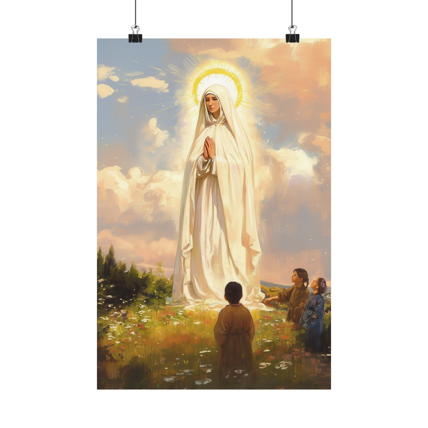 Our Lady of Fátima Poster Print - Sanctified Souls Print - Multiple Sizes - Premium Posters - Catholic Art for your home
