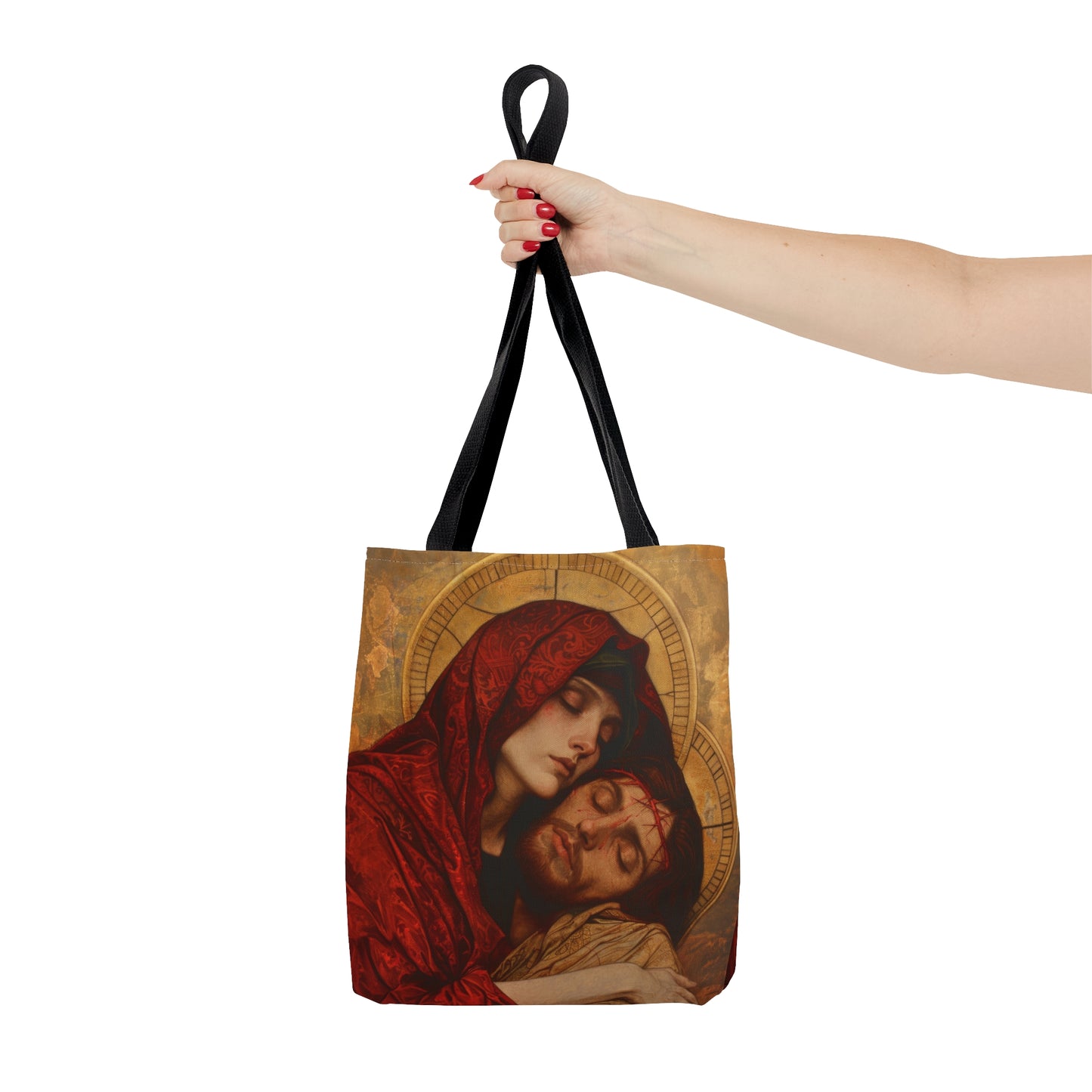 Eternal Sorrow - Mary's Mourning Beneath the Cross Tote Bag - Large Medium Small Faith Art Bag - Catholic Faith Purse - Religious