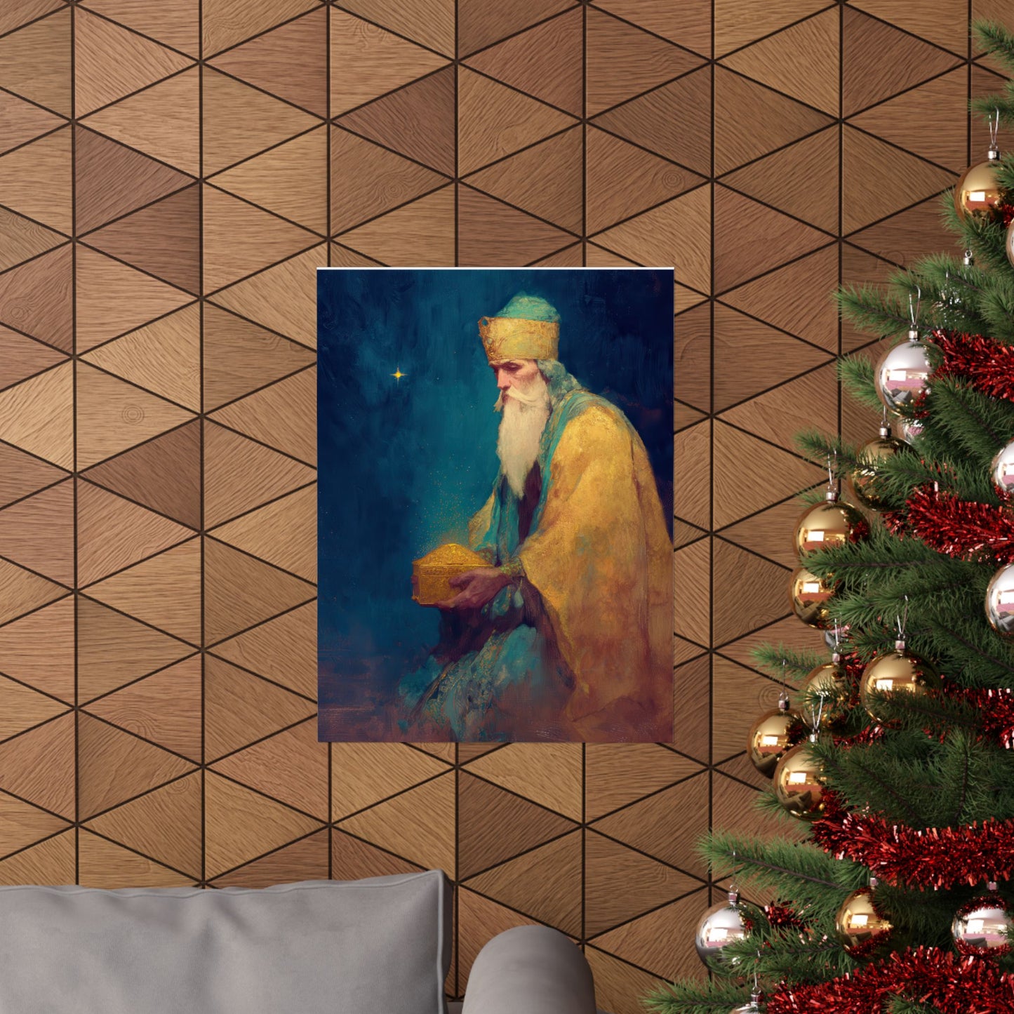 Caspar and the Offering of Worship - 3 Wise Men - Sanctified Souls Print - Multiple Sizes - Premium Matte Vertical Posters