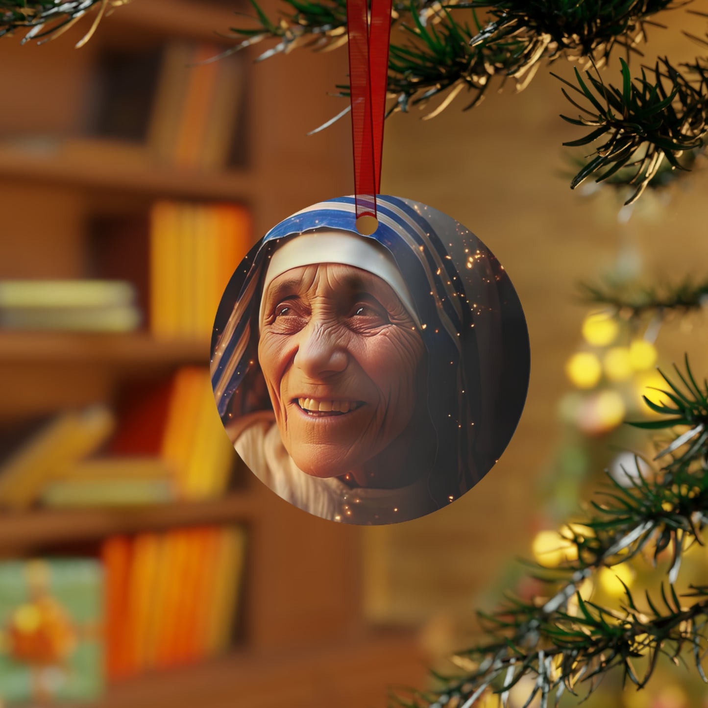 Saint Teresa of Calcutta - Mother Teresa Metal Ornament - Religious Holiday Christmas Ornament and Keepsake - Double sided