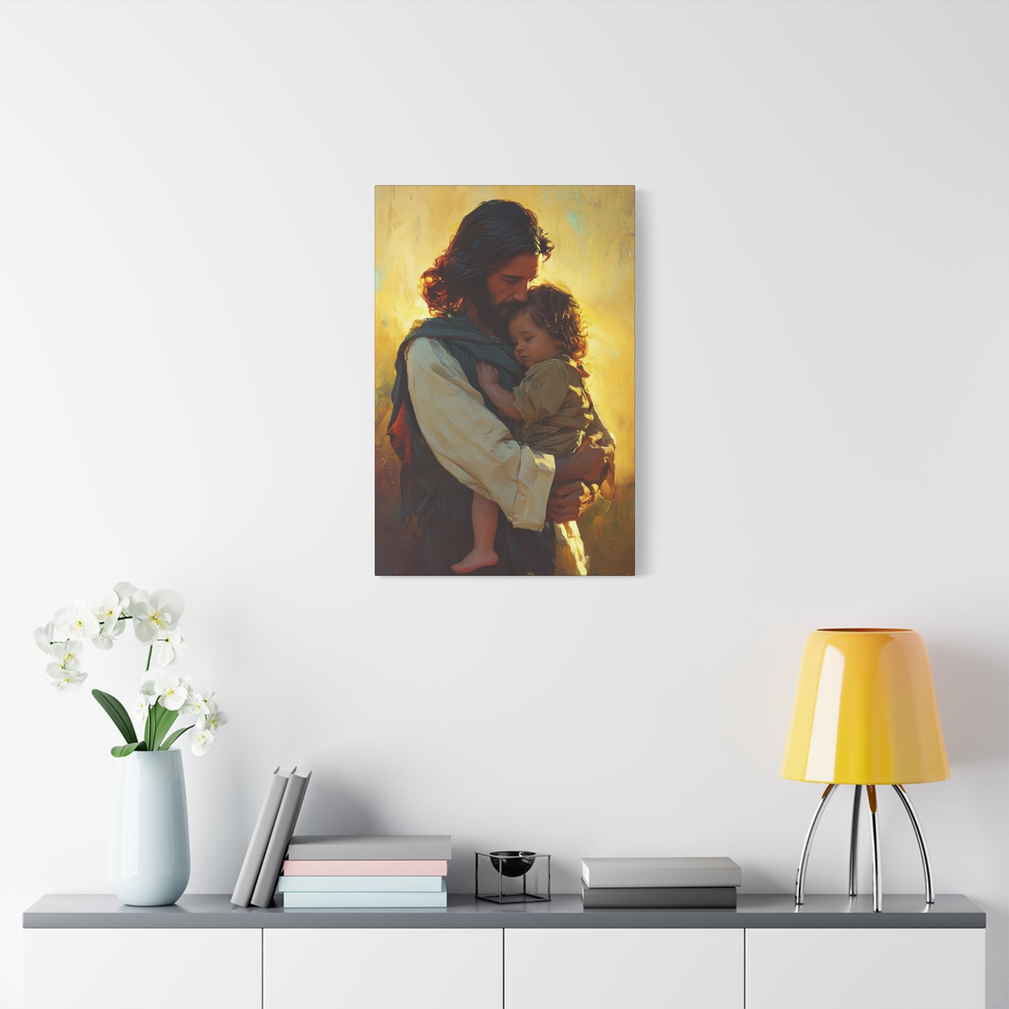 Divine Protector of the Innocent - Christ and Child - Museum Wrapped Canvas - Print - Religious Art for your Home - Christian art print