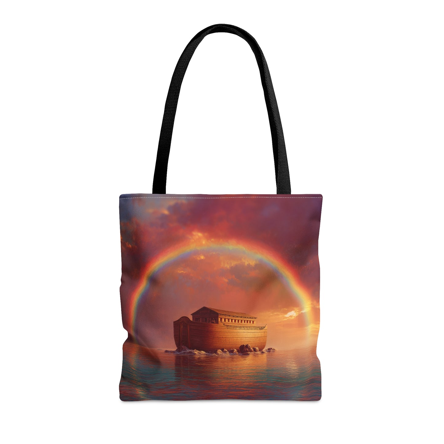 Sheltered Beneath the Covenant Sky - Noah's Ark Tote Bag - Large Medium Small Faith Art Bag - Catholic Faith Purse - Double Sided