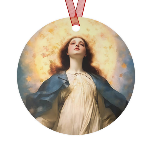 The Assumption of Mary Metal Ornament - Religious Holiday Christmas Ornament and Keepsake - Double sided Keepsake Religious Ornament