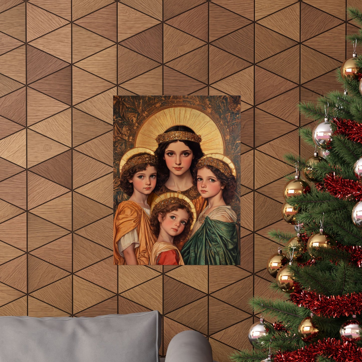 Saints Sophia, Faith, Hope and Charity - Sanctified Souls Print - Multiple Sizes - Premium Posters - Catholic Art - Christian