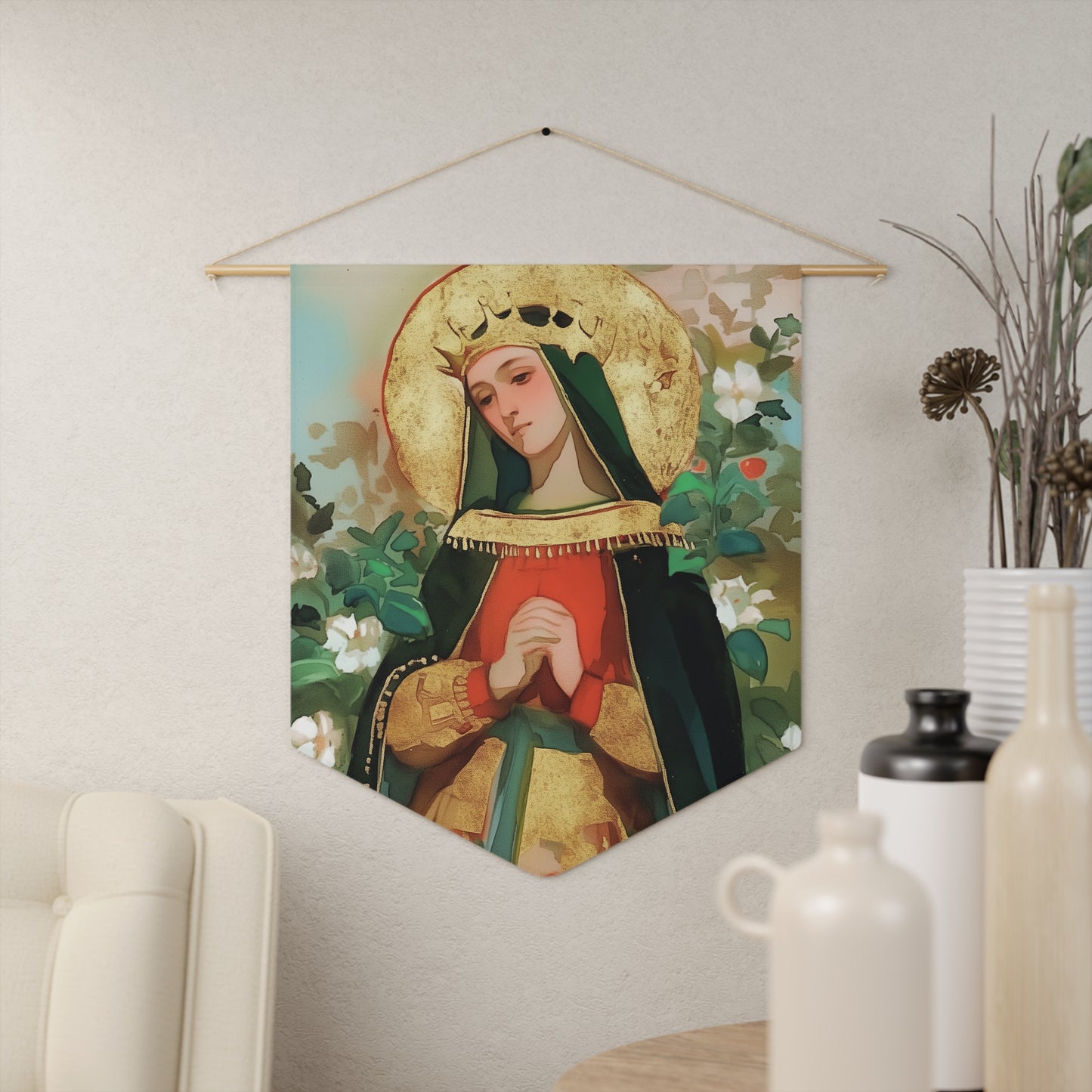 Saint Matilda of Germany Wall Banner / Wall Hanging - Prayer room art - Catholic Home Art - Large Saint Art - 18" x 21"