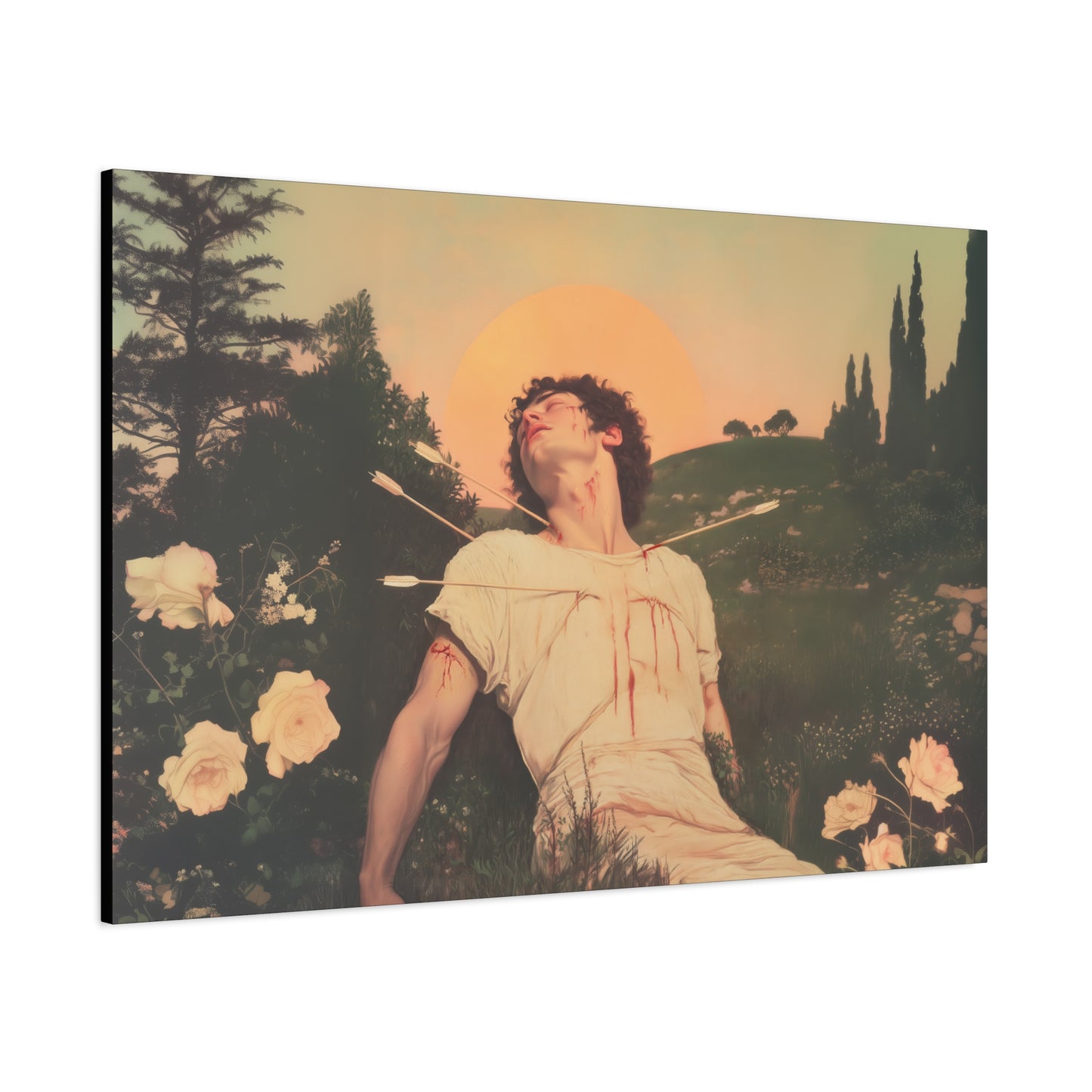Saint Sebastian -  Museum Wrapped Canvas - Sanctified Souls Print - Religious Art for your Home - Catholic Patron Saint Art