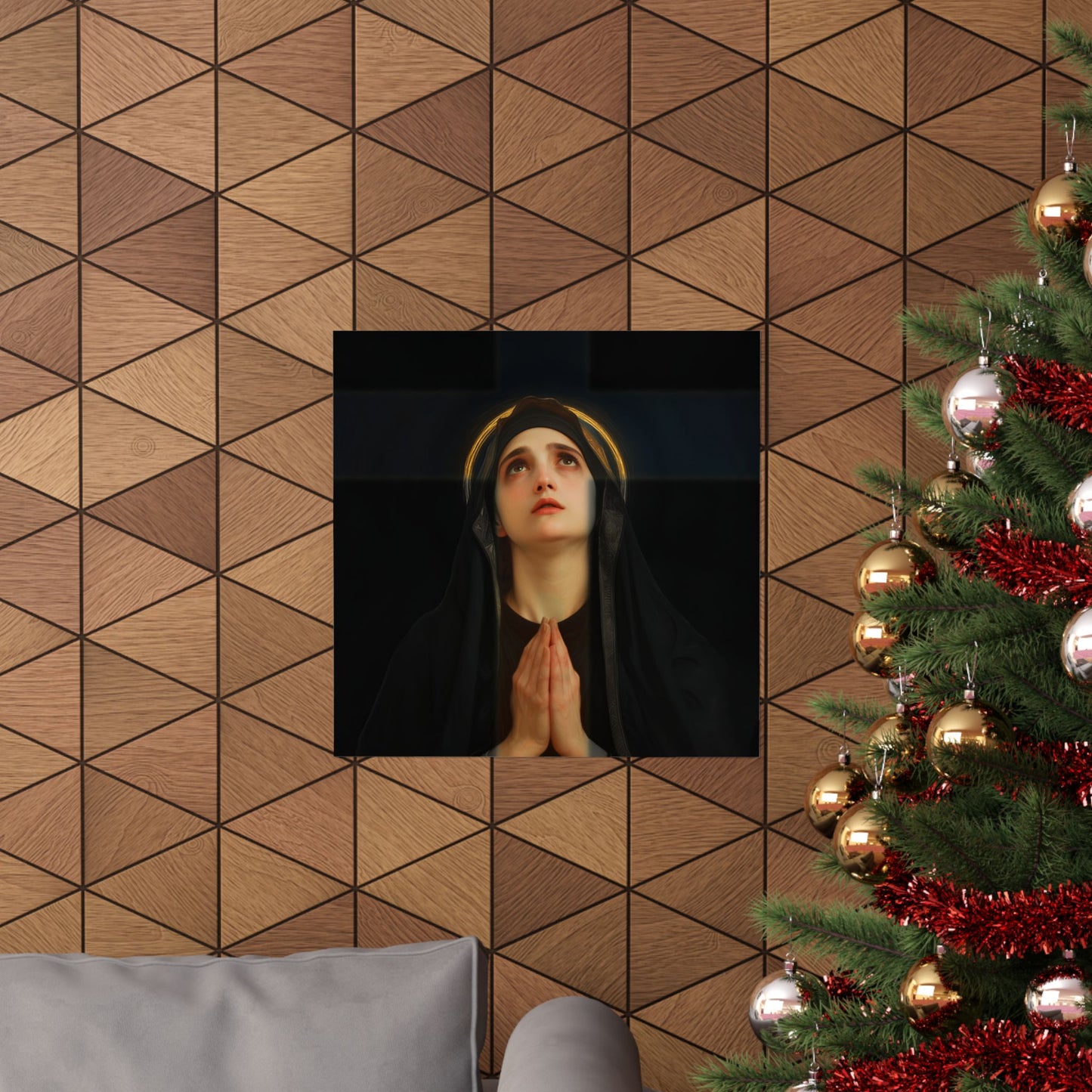 Our Lady of the Cross - Mother Mary  - Our Lady of the Crucifix - Marian Art  - Sanctified Souls Print - Multiple Sizes - Premium Posters