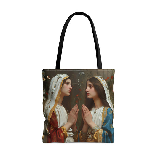 Saints Emiliana and Trasilla Tote Bag - Large Medium Small Faith Art Bag - Re usable Tote Purse - Double Sided - Catholic Art Bag