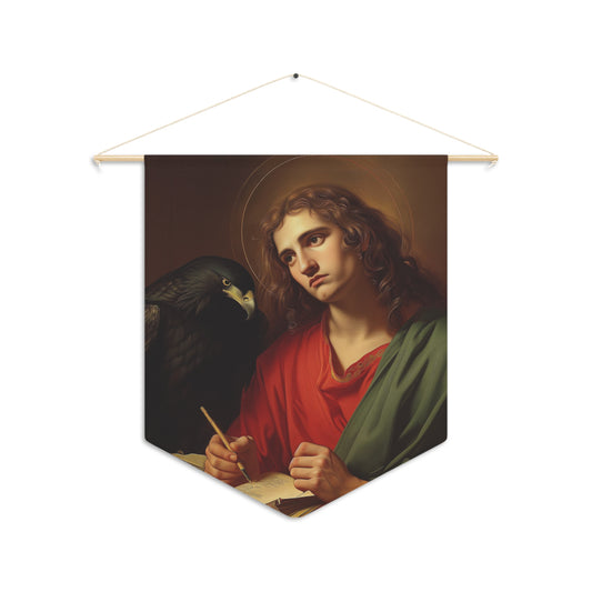 Saint John the Apostle Pennant / Banner / Wall Hanging - Prayer room art - Catholic Home Art - Large Saint Art for your home - 18" x 21"