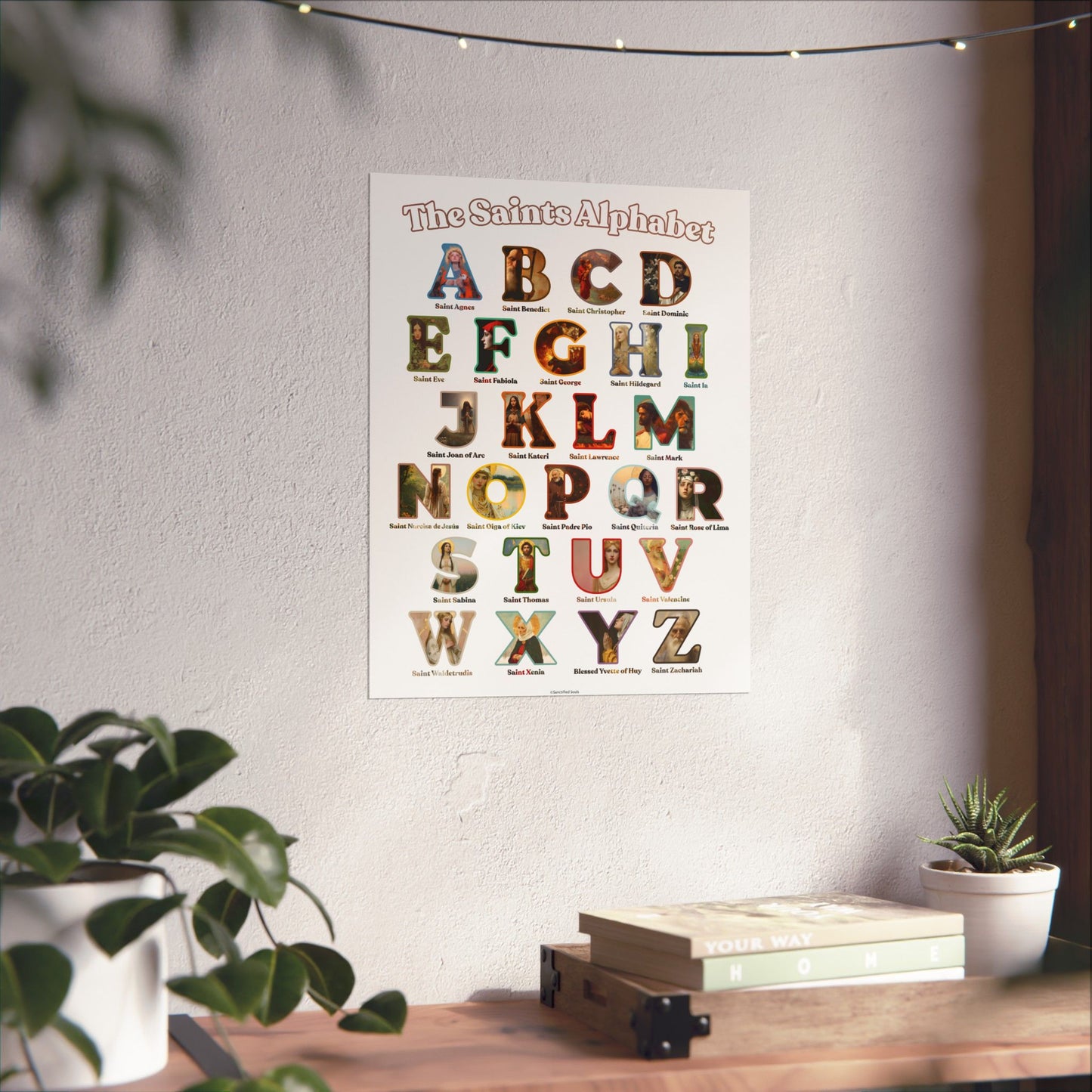 Catholic Saints ABC Print - Alphabet Poster - A to Z Saints Wall Art - Catholic Saints Chart- Classroom / Homeschool - Saints of the Church