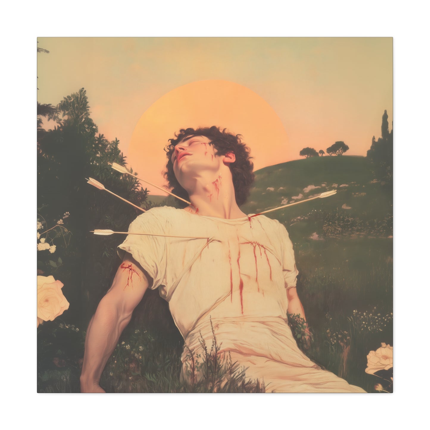 Saint Sebastian -  Museum Wrapped Canvas - Sanctified Souls Print - Religious Art for your Home - Catholic Patron Saint Art