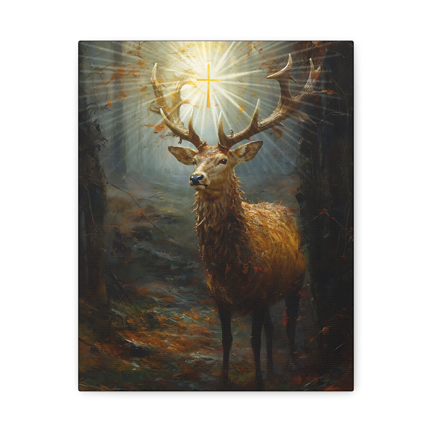 The Stag of Saint Hubert / Saint Hubertus Stag - Museum Wrapped Canvas - Sanctified Souls Print - Religious Art for your Home