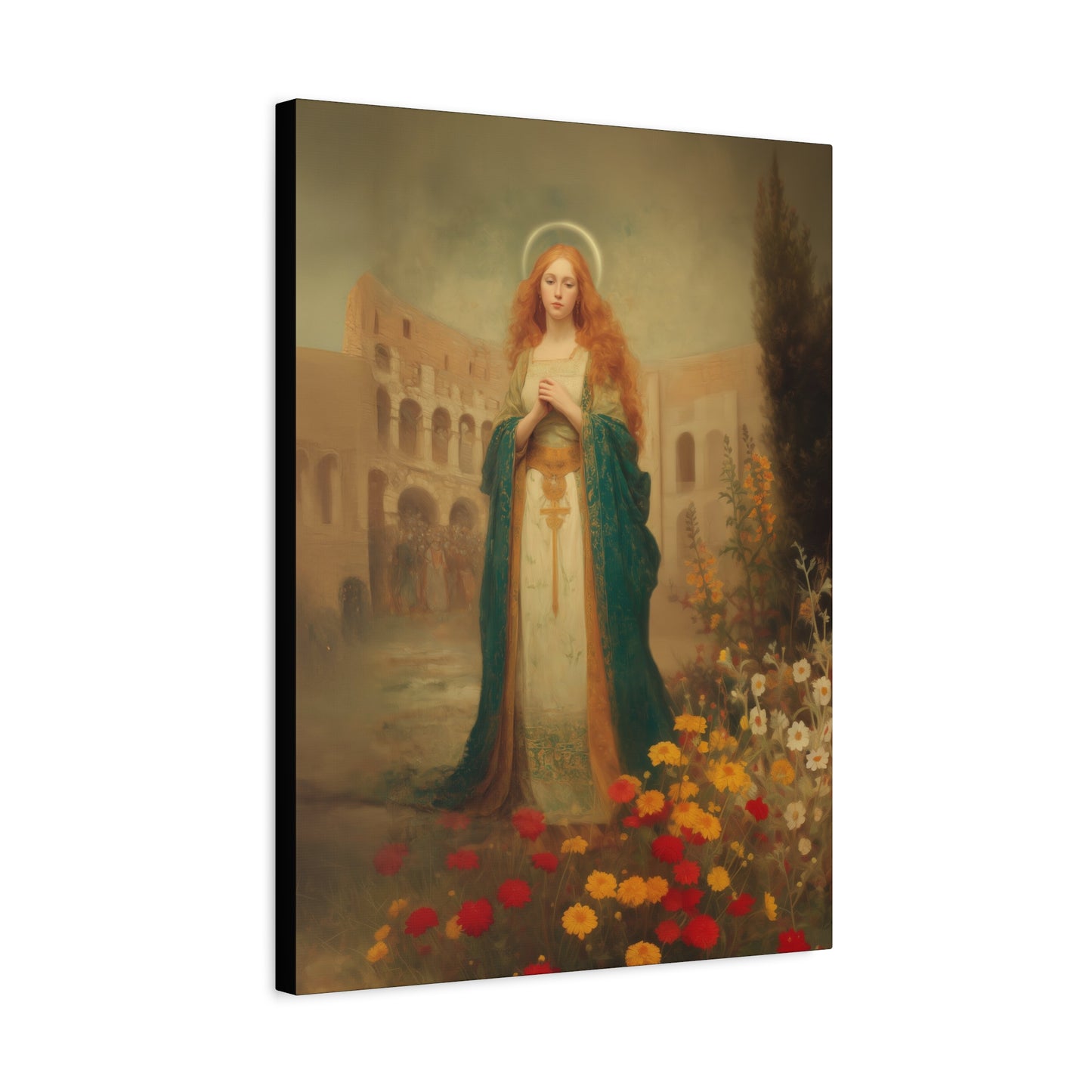 Saint Justina - Multiple Sizes - Catholic Home art - Museum Wrapped Canvas - Sanctified Souls Print - Catholic Martyr Art