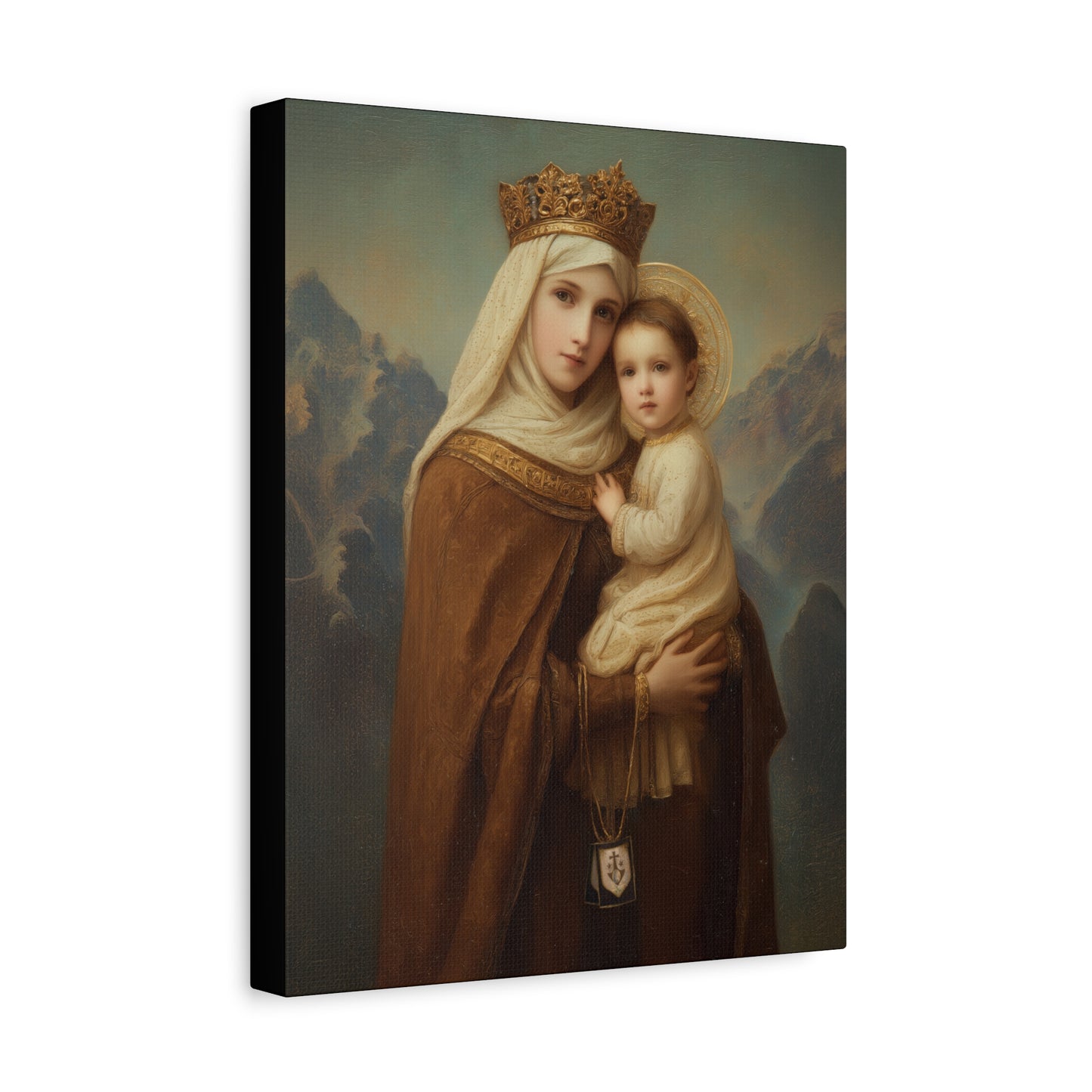 A Cord Between Heaven and Earth - Our Lady of Mount Carmel Wrapped Canvas Print - Multiple Sizes - Catholic Home art Matte Canvas, Stretched