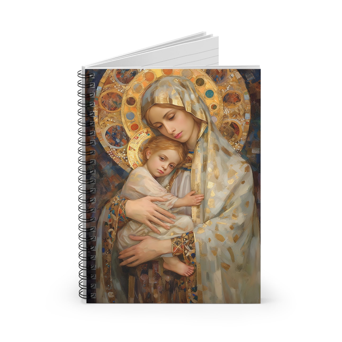 Madonna and Child Journal - Sanctified Souls Art - Religious Based Notebook - Spiral Notebook - Ruled Line - Virgin Mary and Christ Child