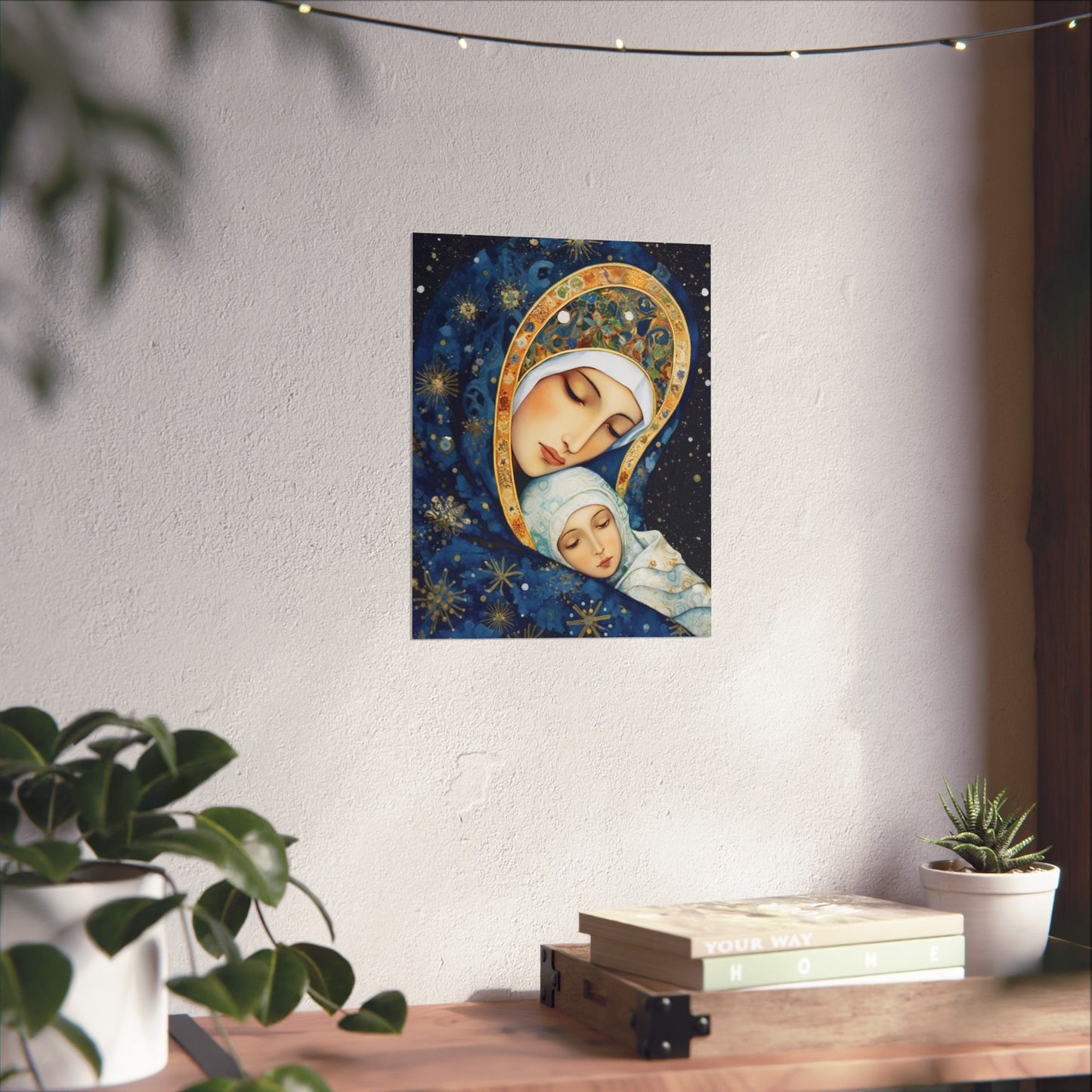 Snowfall's Embrace - Our Lady of the Snows Poster Print - Sanctified Souls Print - Multiple Sizes - Premium Posters - Catholic Art