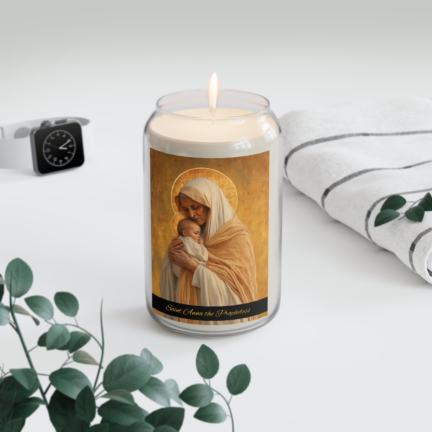 Saint Anna the Prophetess - Scented Prayer Candle, 13.75oz -  Candle - Catholic Art - prayer room Scented Candle - Religious Saint Art