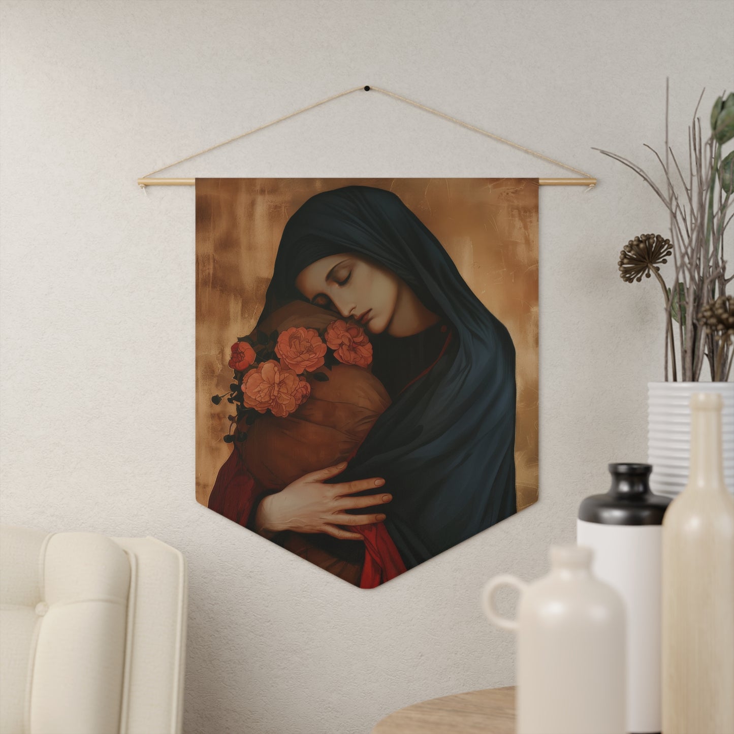 Blessed Are the Innocent in His Kingdom - The Feast of the Holy Innocents Pennant / Banner / Wall Hanging - Prayer art - Large 18" x 21"