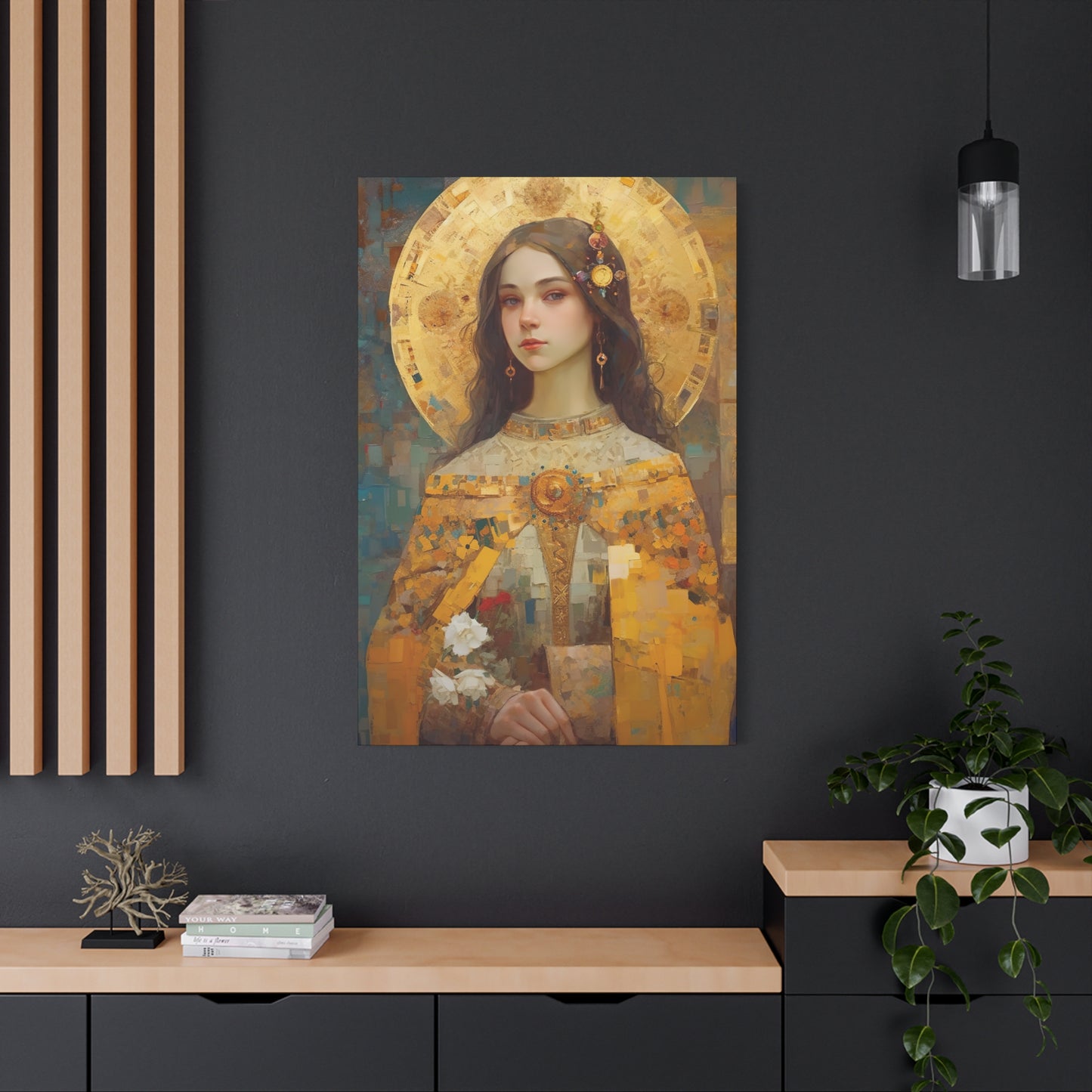 Saint Dymphna - Museum Wrapped Canvas - Sanctified Souls Print - Religious Art for your Home
