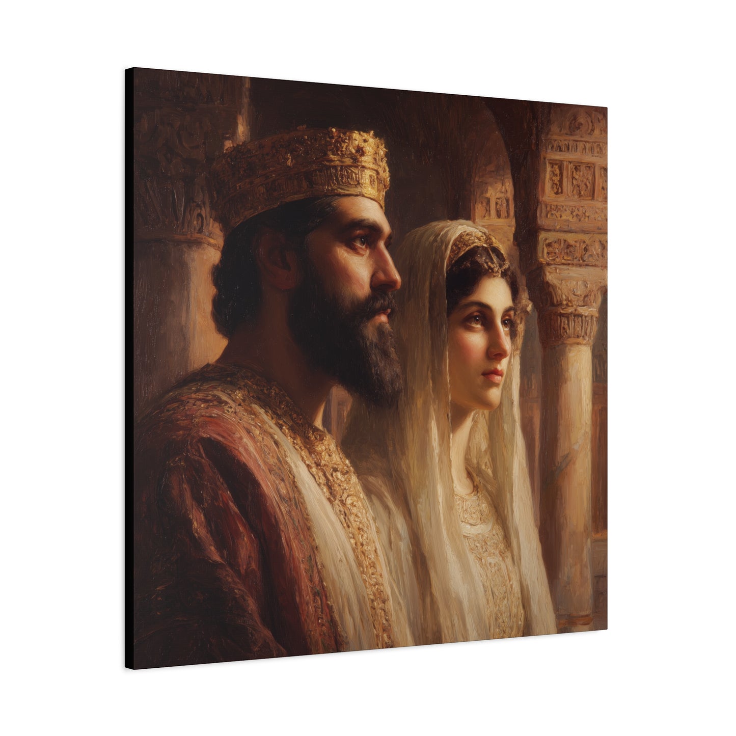 King Xerxes and Queen Esther  - Gallery Wrapped Canvas - Print - Religious Art for your Home - Catholic Art Print