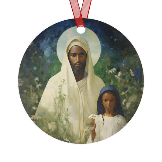 Saint Joachim Metal Ornament - Religious Holiday Christmas Ornament - Double sided - Father of Virgin Mary - Patron Saint of Fathers