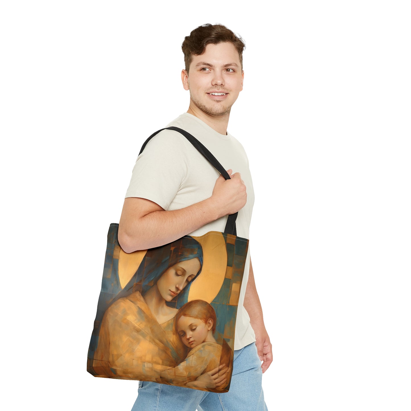 Heavenly Connection - Mary and the Divine Son Tote Bag - Large Medium Small Faith Art Bag - Re usable Tote Purse - Catholic Art Bag