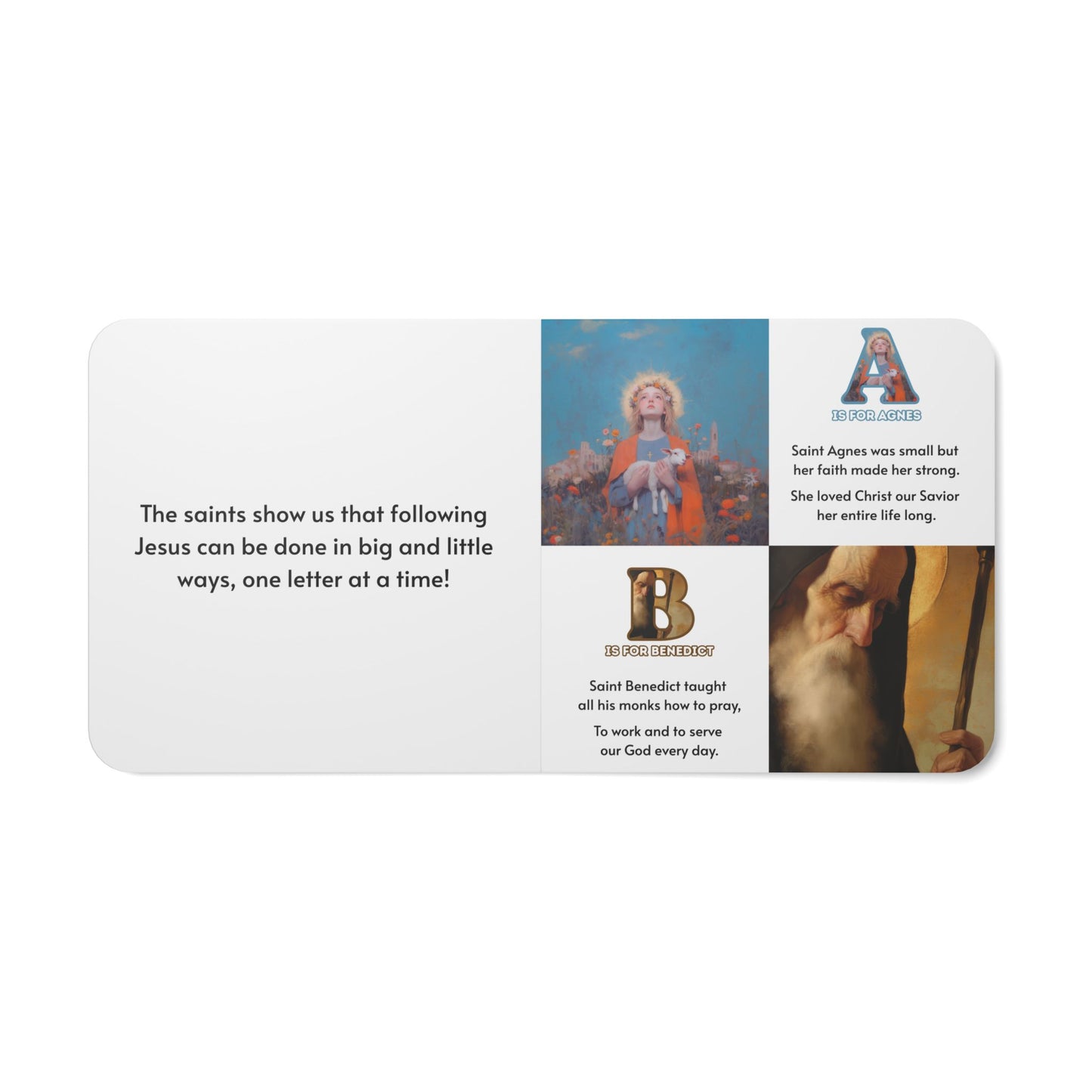 A is for Agnes (Baby Board Book) The ABCs of the Saints - A Child's Guide to the Saints - Catholic ABC Board Book -  Saints for Kids