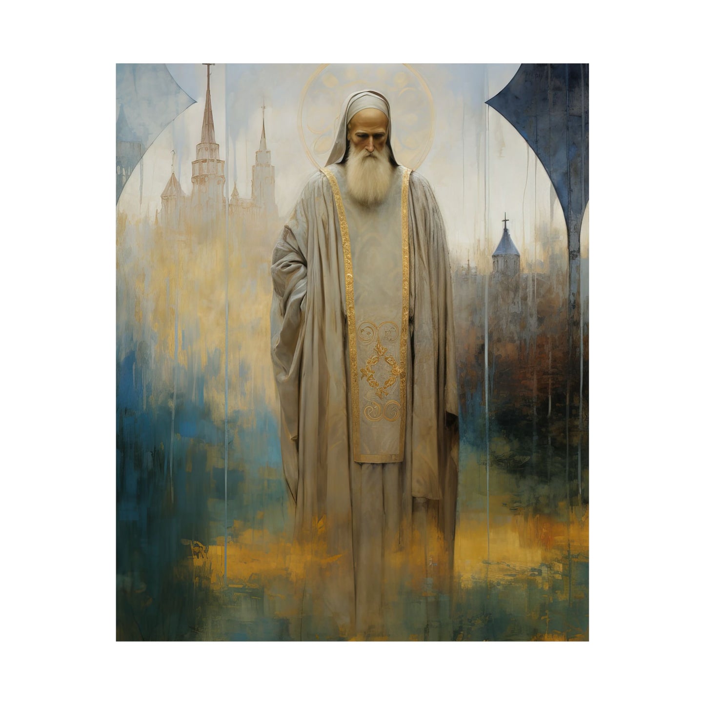 Saint Finbar of Cork - Sanctified Souls Print - Multiple Sizes - Premium Matte Vertical Posters