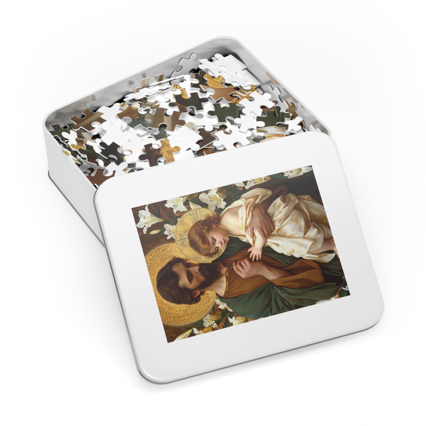 Saint Joseph and the Christ Child - Puzzle and Keepsake Tin - Religious Jigsaw Puzzle (30, 110, 252, 500,1000-Piece) - Religious Puzzle