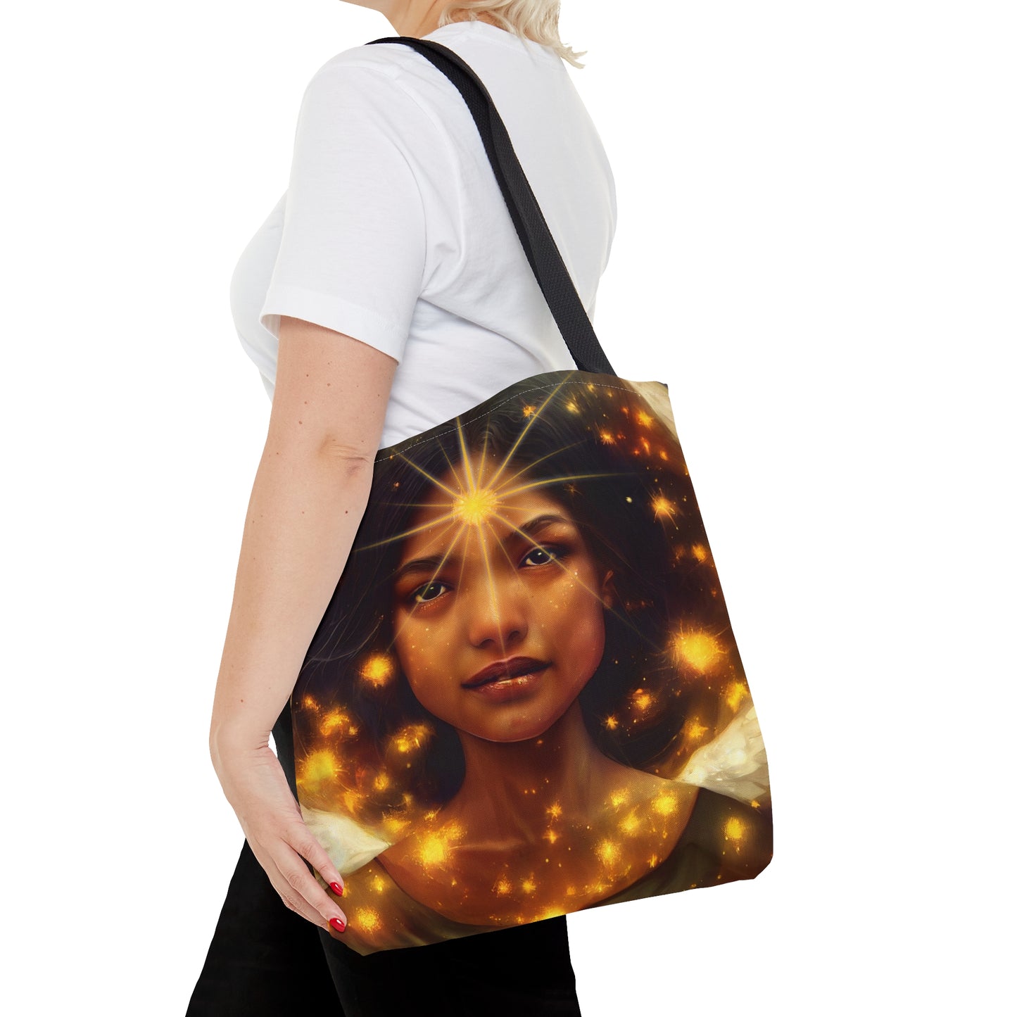 Uriel Tote Bag - Large Medium Small - Art Bag -  Guardian Angel Double Sided Purse - Carry All Bag - Spiritual Gift - Divine Oracle Art