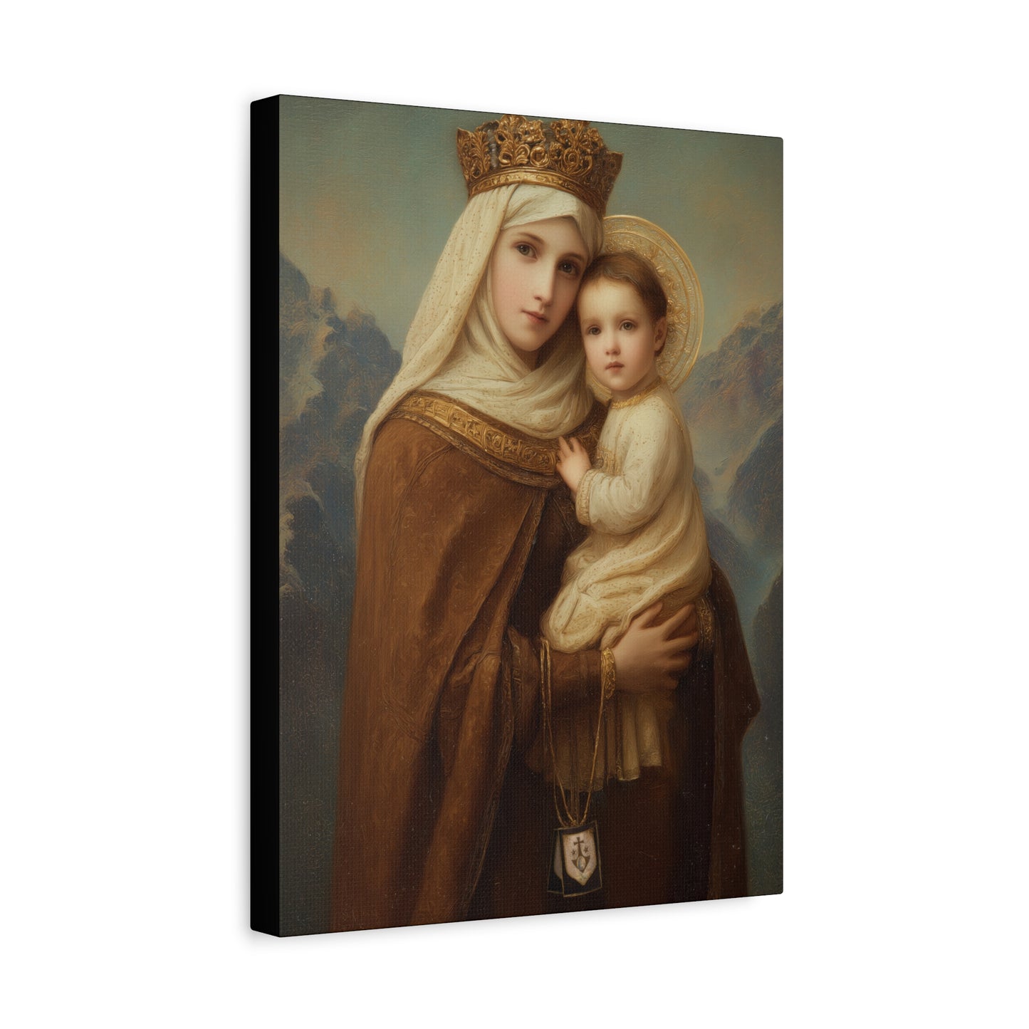A Cord Between Heaven and Earth - Our Lady of Mount Carmel Wrapped Canvas Print - Multiple Sizes - Catholic Home art Matte Canvas, Stretched