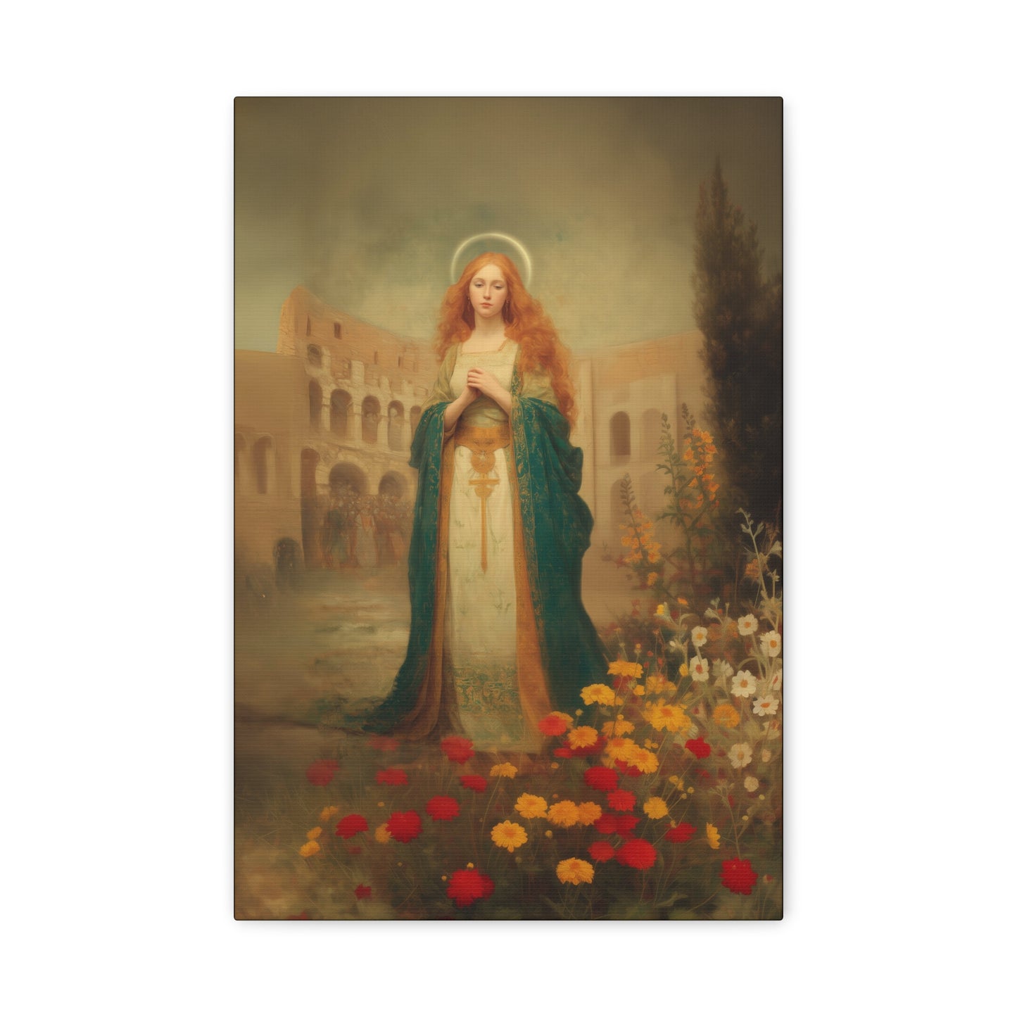 Saint Justina - Multiple Sizes - Catholic Home art - Museum Wrapped Canvas - Sanctified Souls Print - Catholic Martyr Art