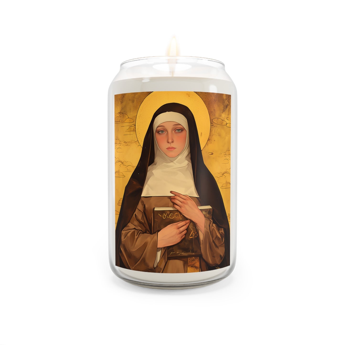 Saint Catherine of Bologna - Scented Prayer Candle, 13.75oz -  Candle - Catholic Art - prayer room Scented Candle - Religious gift