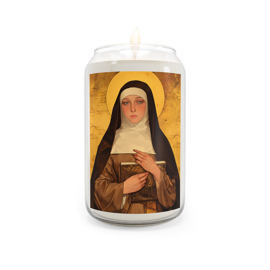 Saint Catherine of Bologna - Scented Prayer Candle, 13.75oz -  Candle - Catholic Art - prayer room Scented Candle - Religious gift