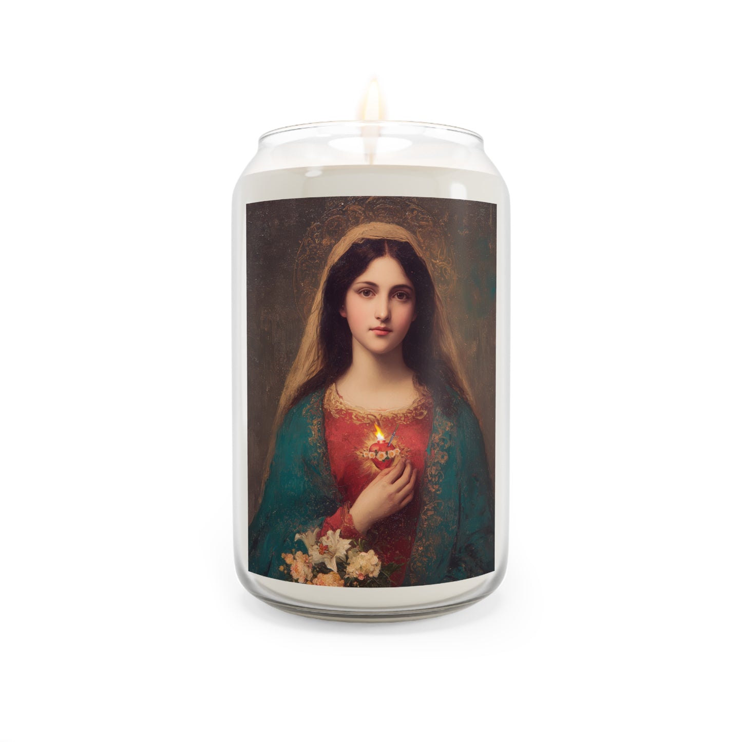 The Immaculate Heart of Mary - Mother Mary - Marian Art - Scented Prayer Candle, 13.75oz - Tall Size - Religious Prayer Candle