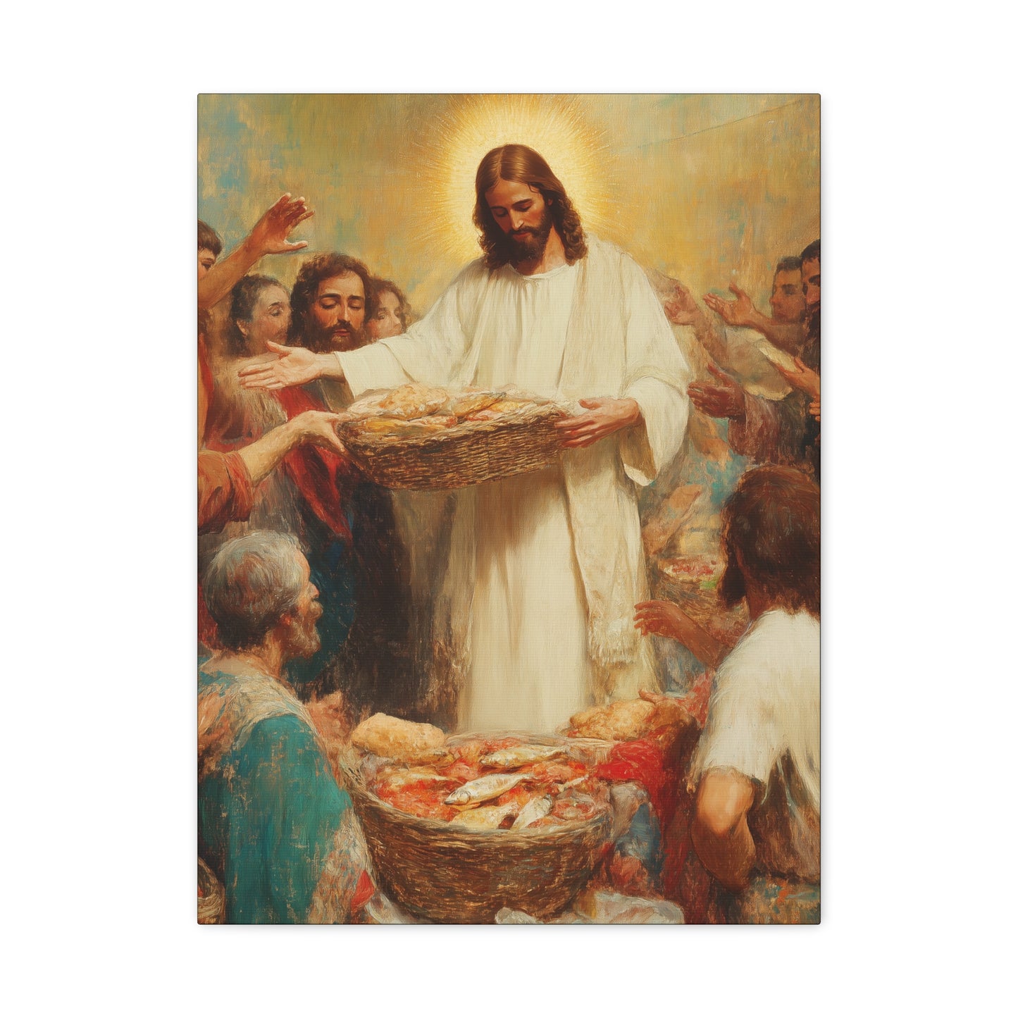 The Quiet Multiplication of Love : Loaves and Fishes - Gallery Wrapped Canvas - Print - Religious Art for your Home - Catholic Art