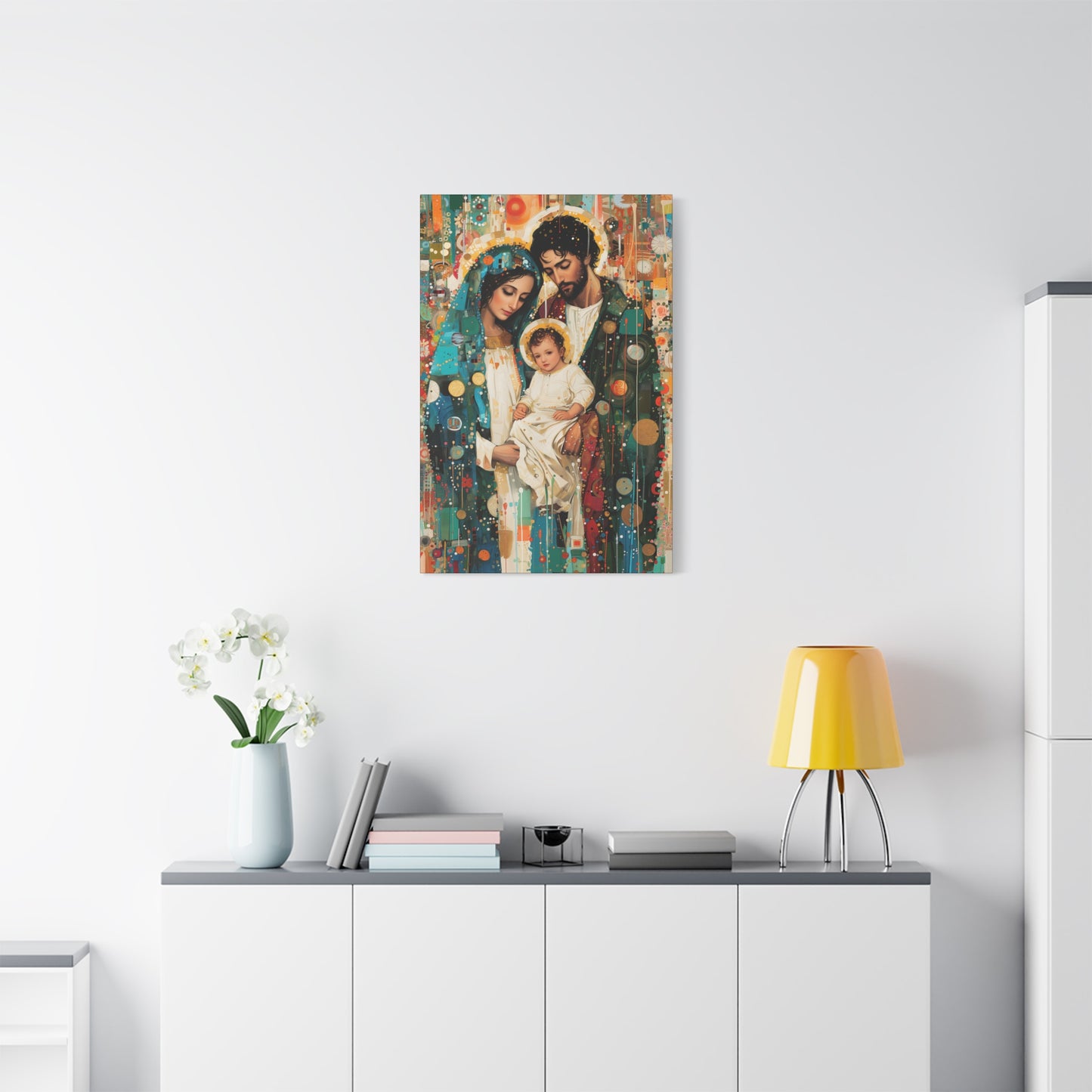 Eternal Light - Mary, Joseph, and the Christ Child - Museum Wrapped Canvas - Sanctified Souls Print - Religious Art - Holy Family Art