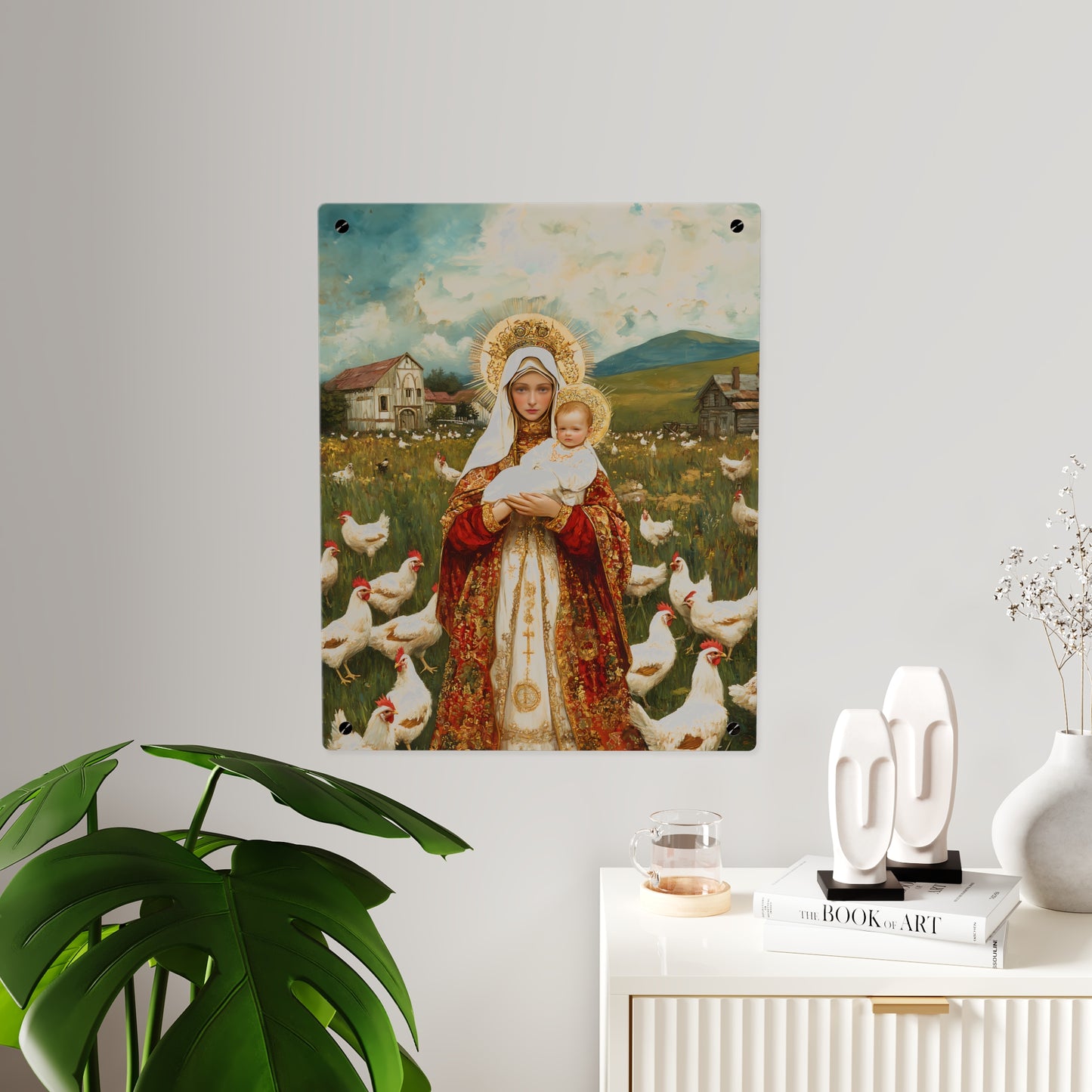 Our Lady of the Hens Acrylic Wall Art Panel - Ready to Hang Acrylic Print - Catholic Saint Art