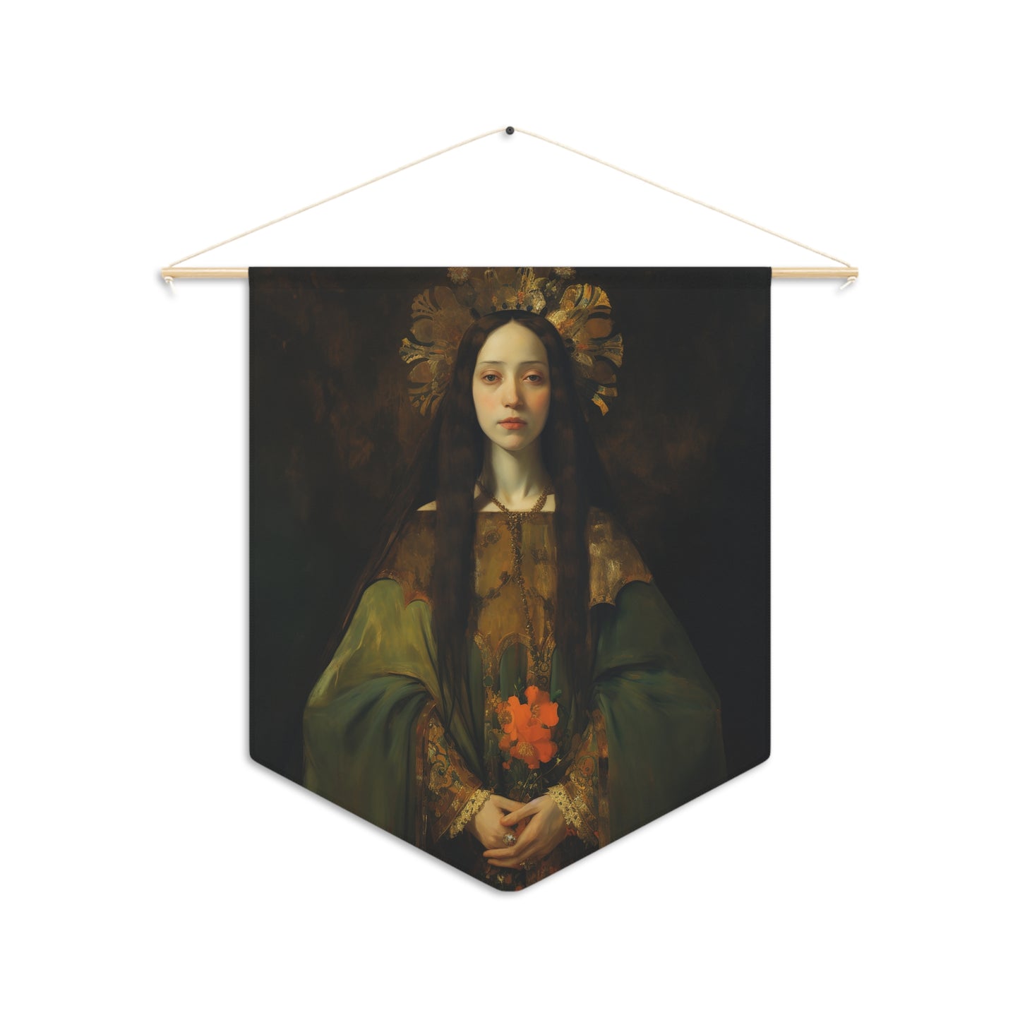 Saint Elizabeth of Portugal Wall Banner / Wall Hanging - Prayer room art - Catholic Home Art - Large Saint Art - 18" x 21"